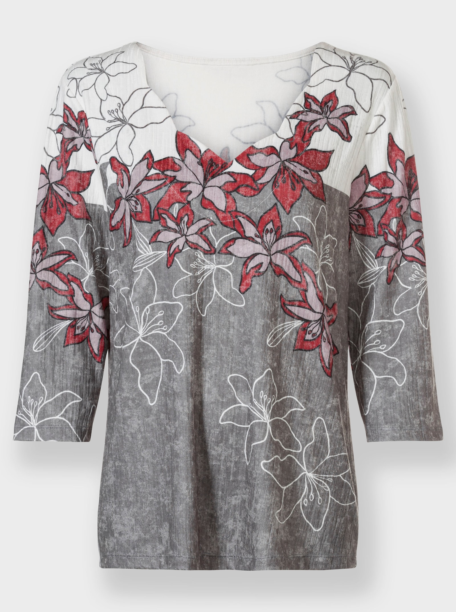 Print-Shirt mit gebogten Kanten - rot-schwarz-bedruckt