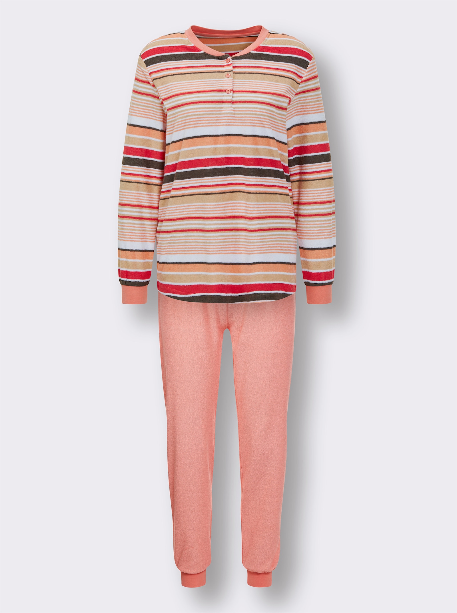 wäschepur Pyjama verkrijgbaar in 2 materialen - apricot gestreept