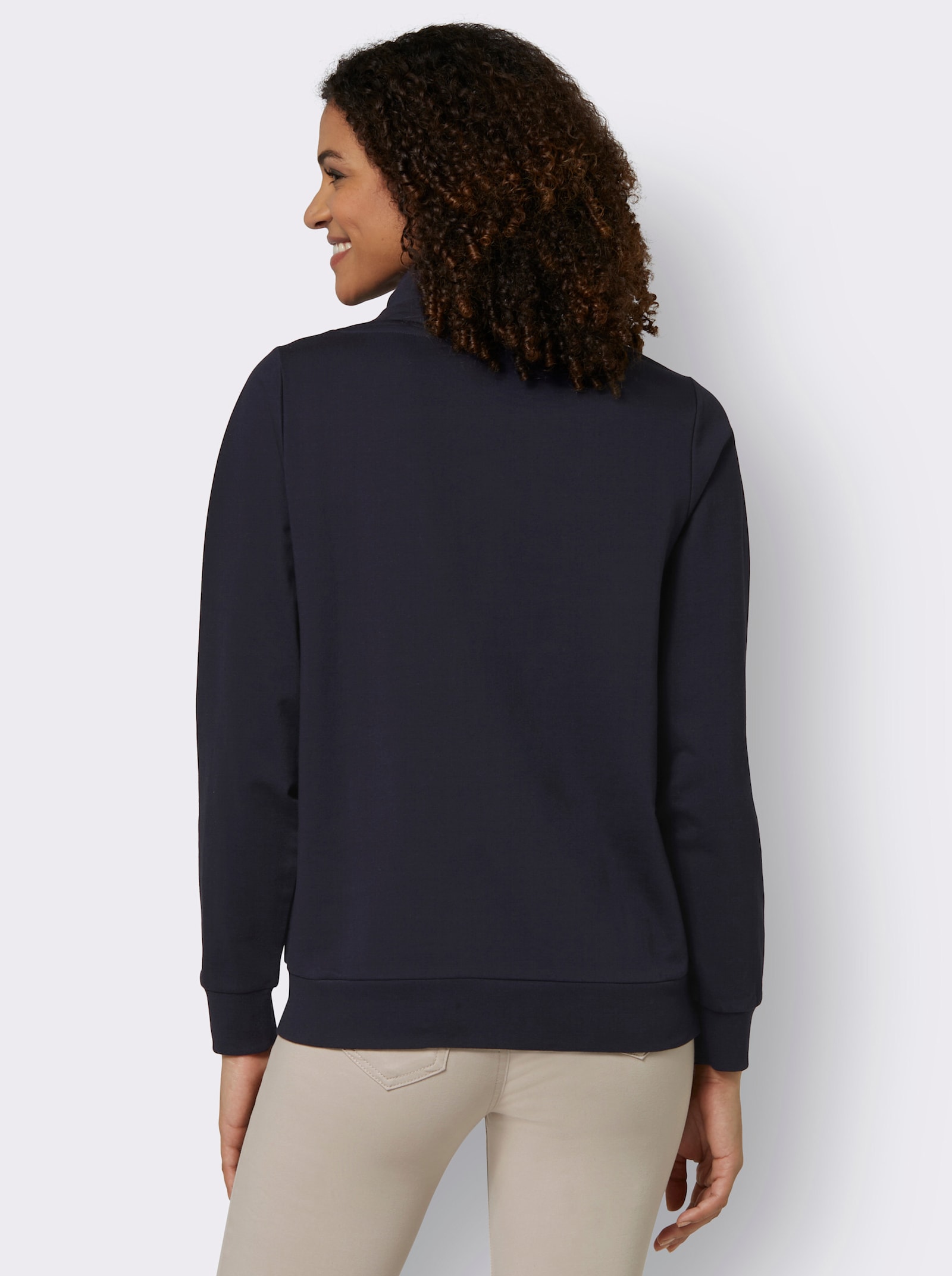 Mikina s klokaními vreckami - Námornícka modrá-svetlobéžová melírovaná