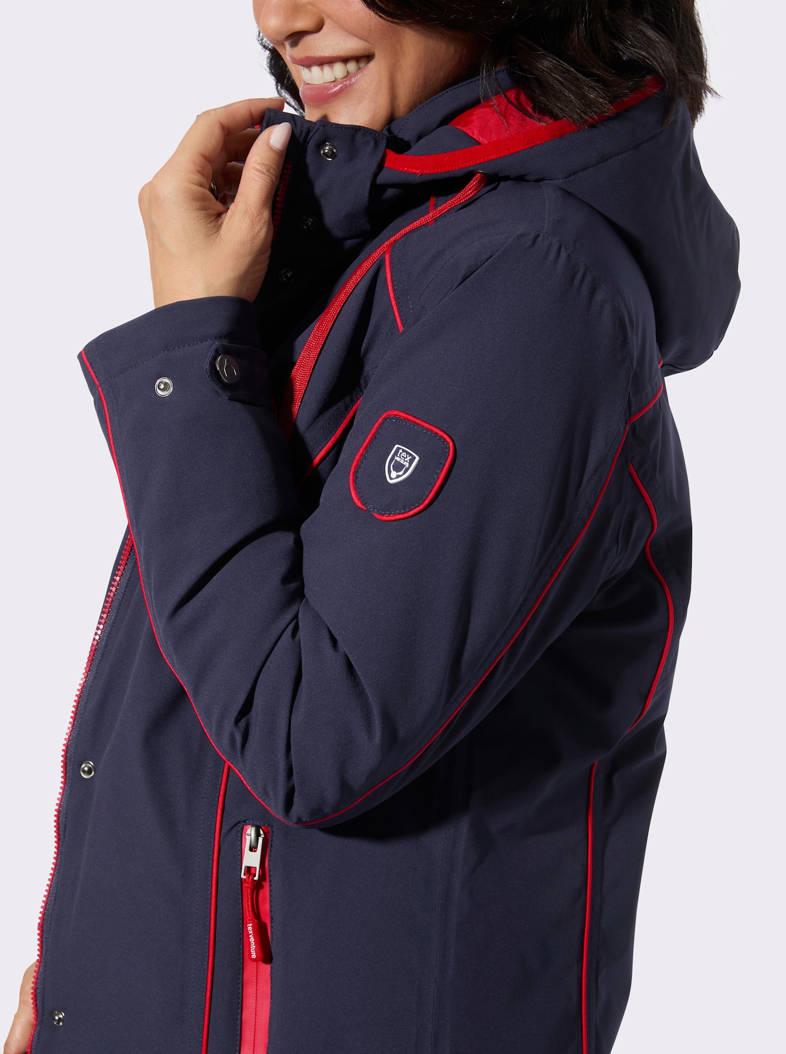 Funktionsjacke mit abnehmbarer Kapuze - marine