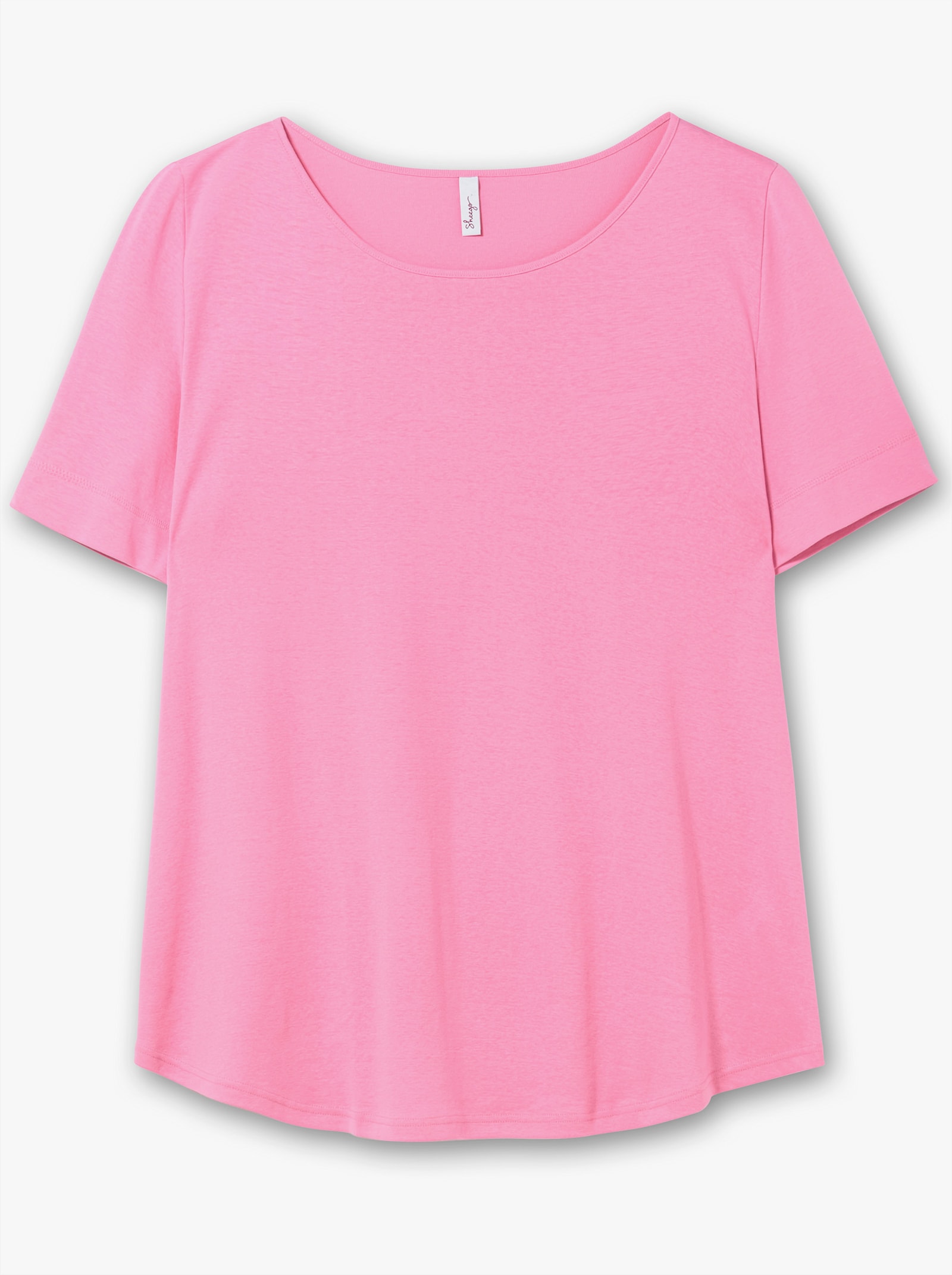 sheego Longshirt mit abgerundetem Saum - blumiges pink