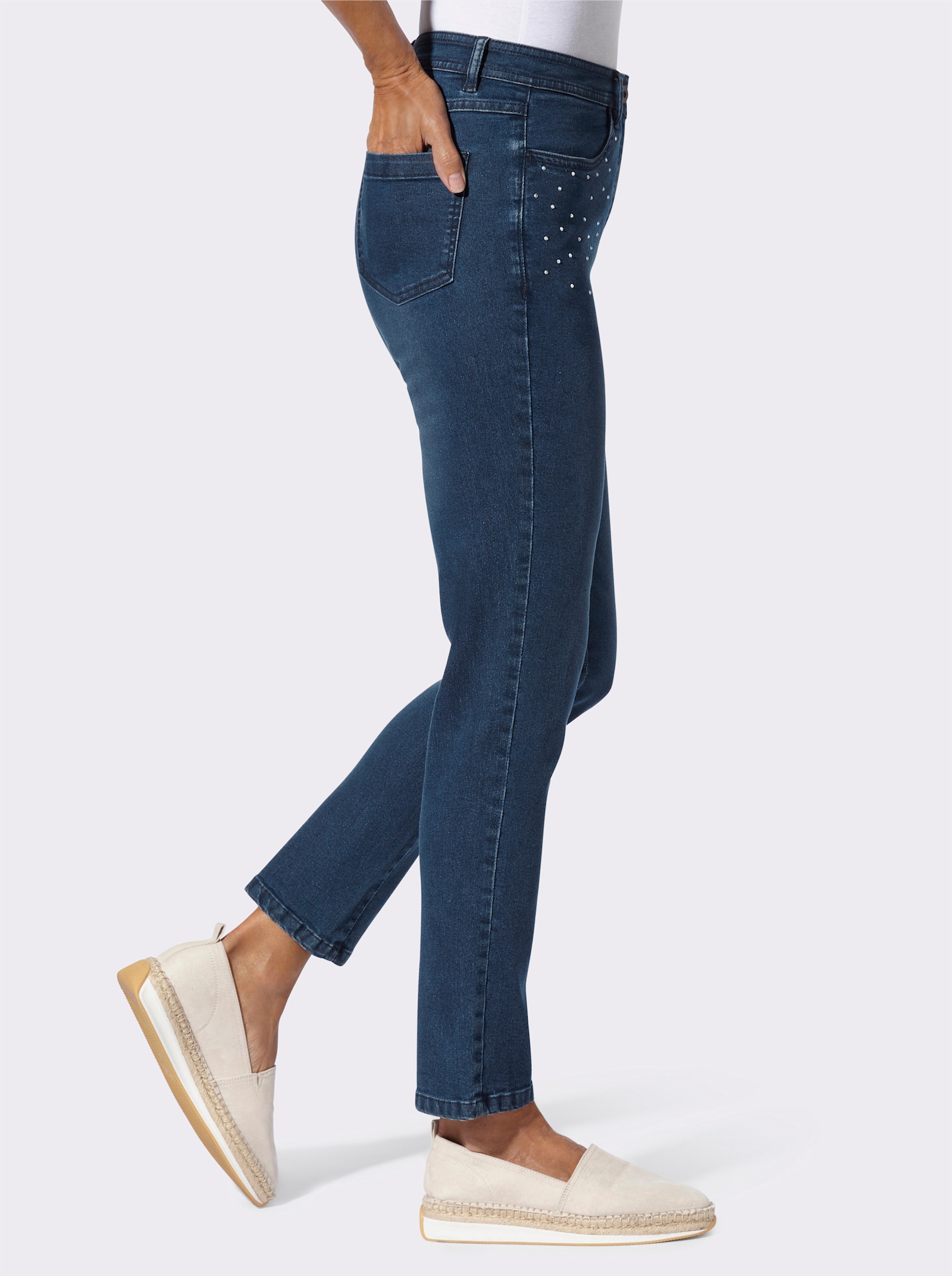 Jeans met glittersteentjes - blue-stonewashed