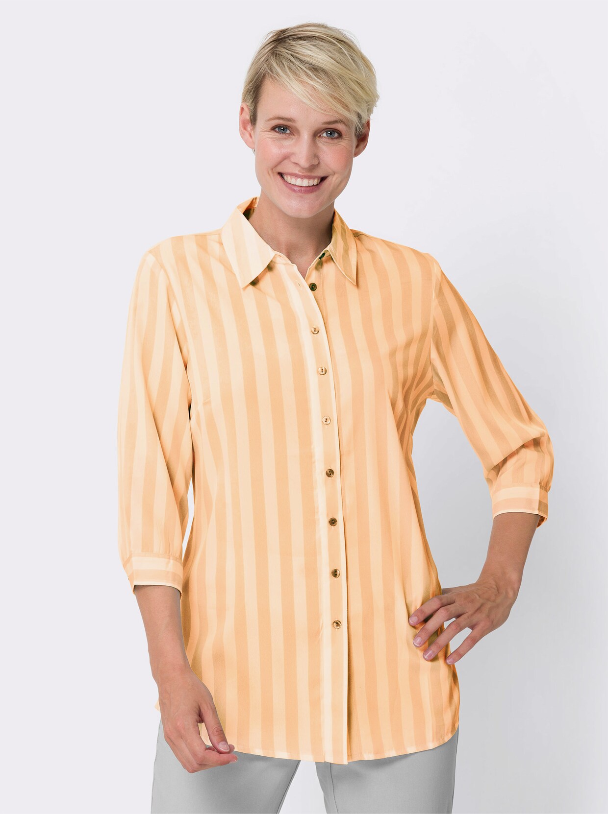 Longline blouse - apricot gestreept