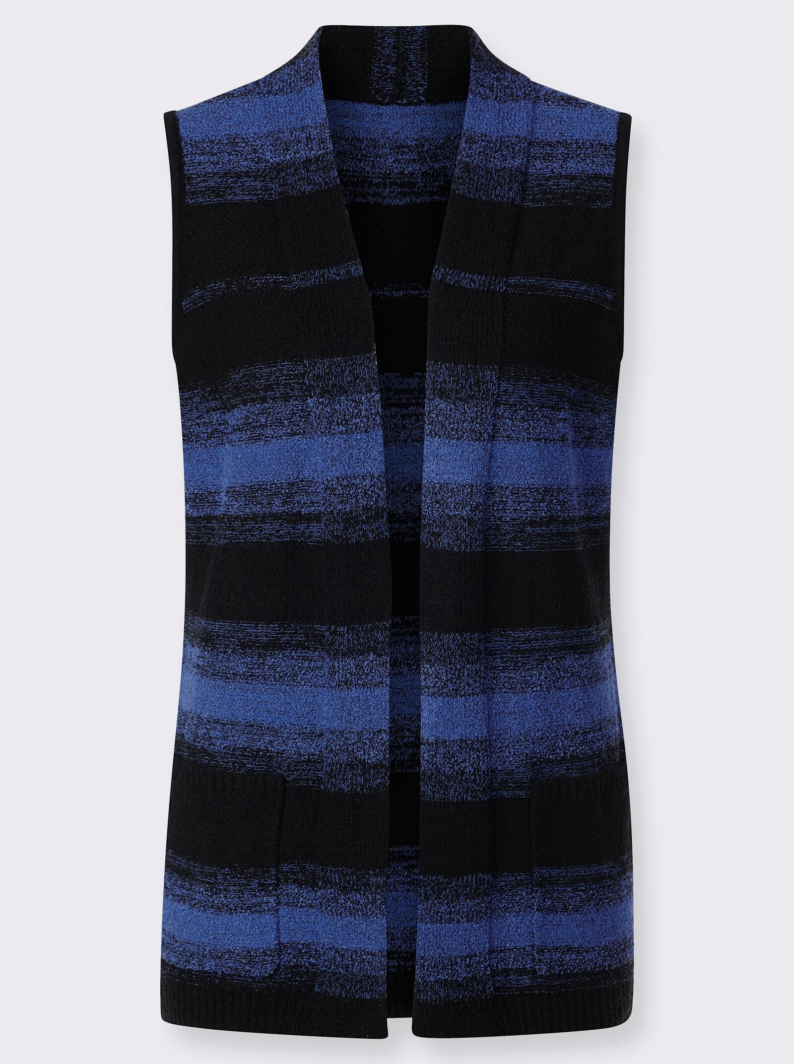 Vest met V-hals - koningsblauw/zwart gestreept