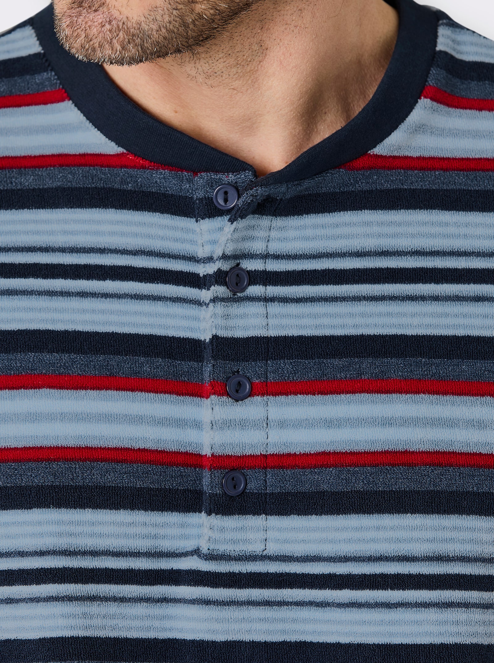 wäschepur men Schlafanzug - dunkelblau-rot-gestreift