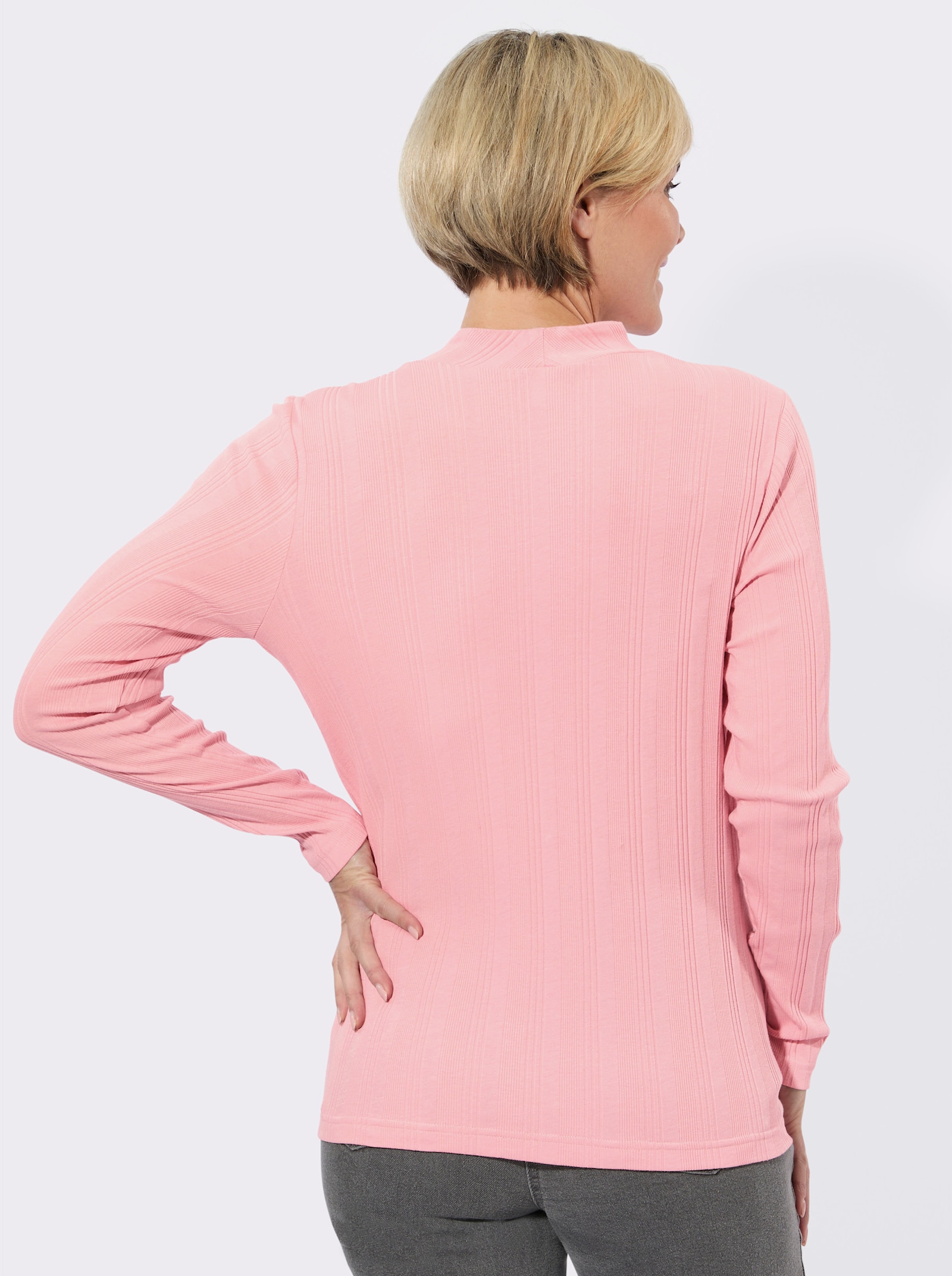 Rippshirt mit Stehkragen - hortensie