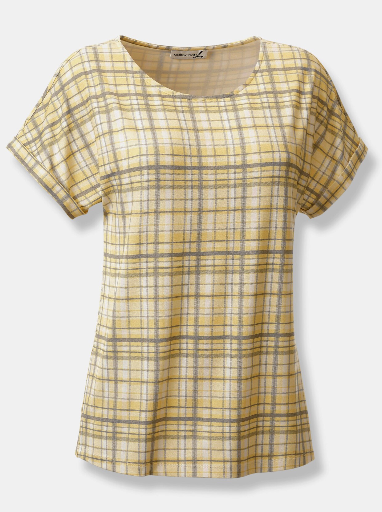 Kurzarmshirt - zitrone-kariert