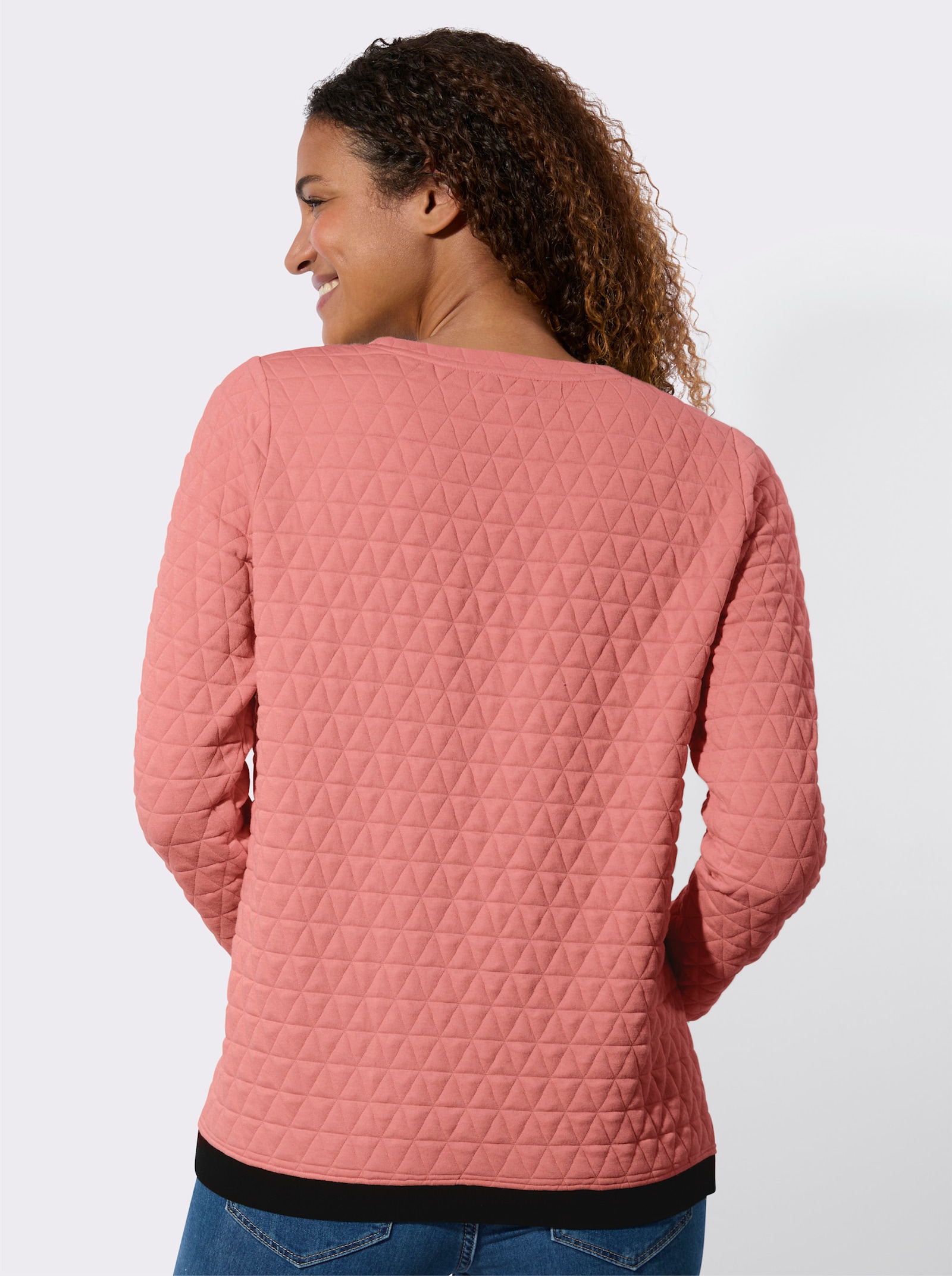 Rundhalsshirt im Jacquard-Muster - flamingo