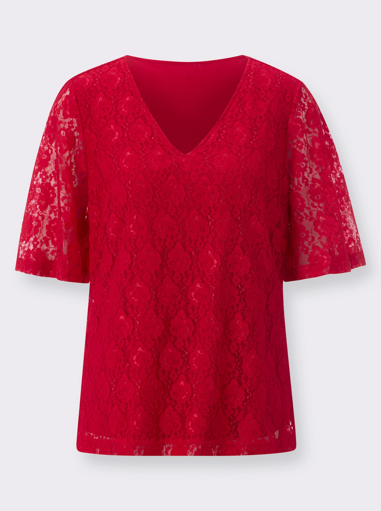 Schlupfbluse aus Spitze - rot