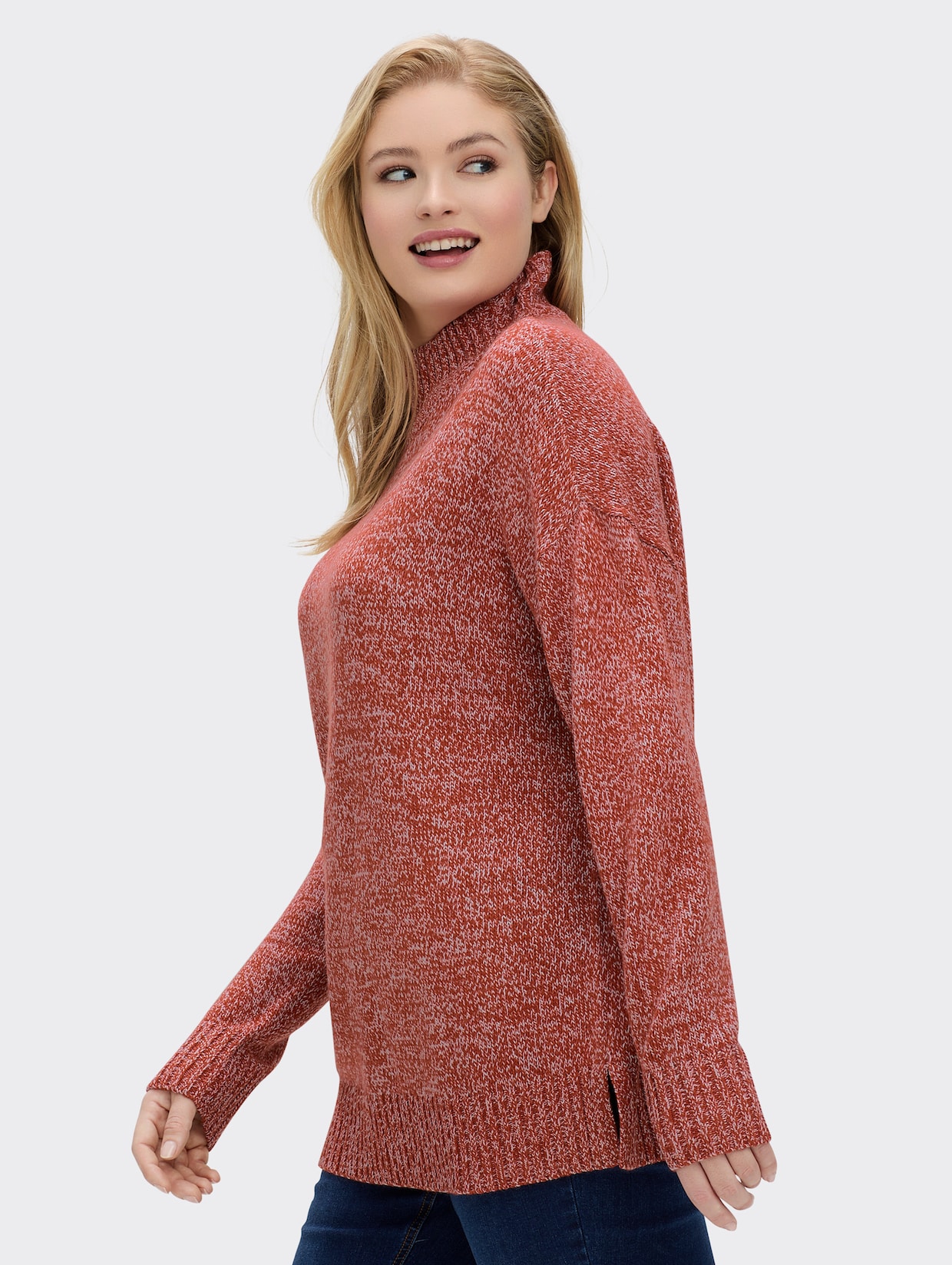 sheego Pullover - rostrot-meliert