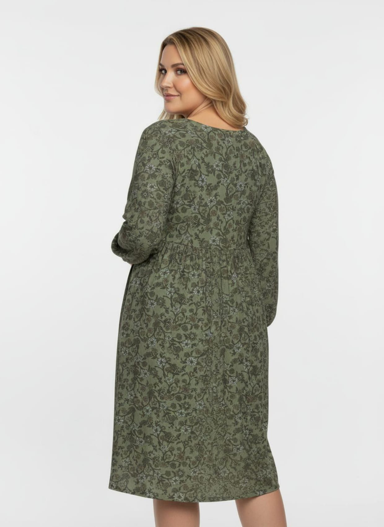 Blumenkleid in floral bedruckter Mesh-Qualität - schilf-bedruckt