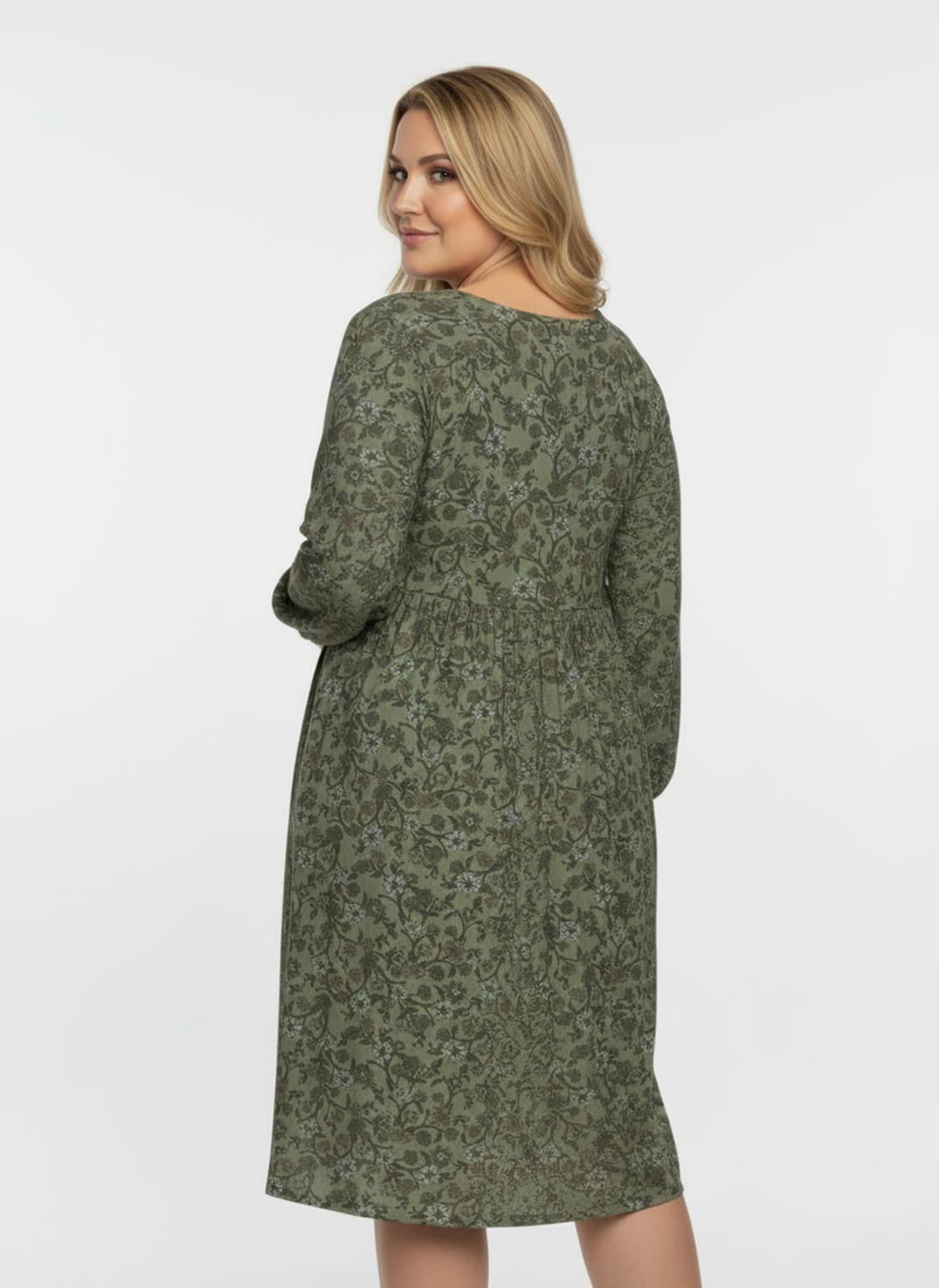 Blumenkleid in floral bedruckter Mesh-Qualität - schilf-bedruckt