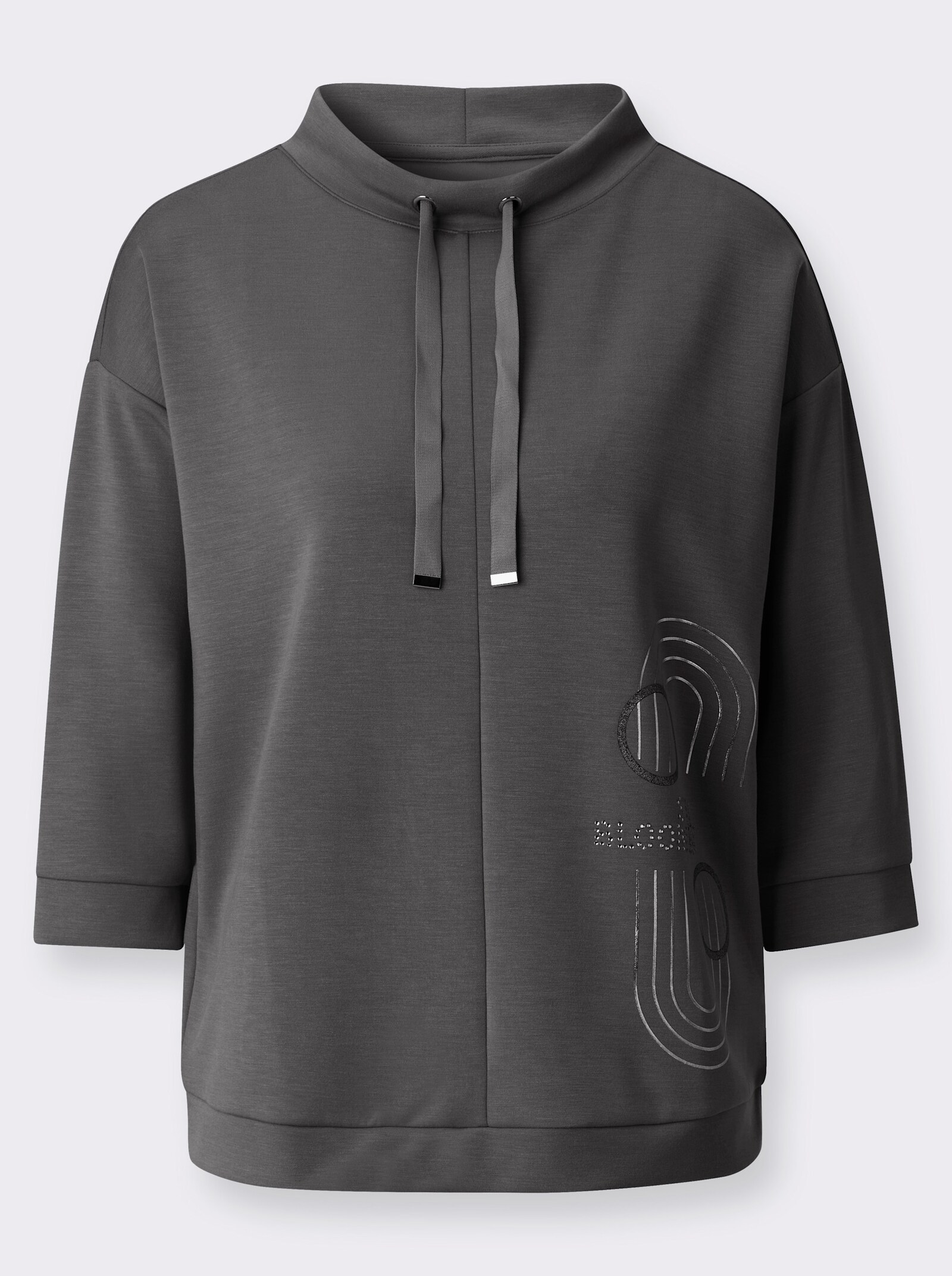 Sweatshirt mit glänzendem Druck - graphit