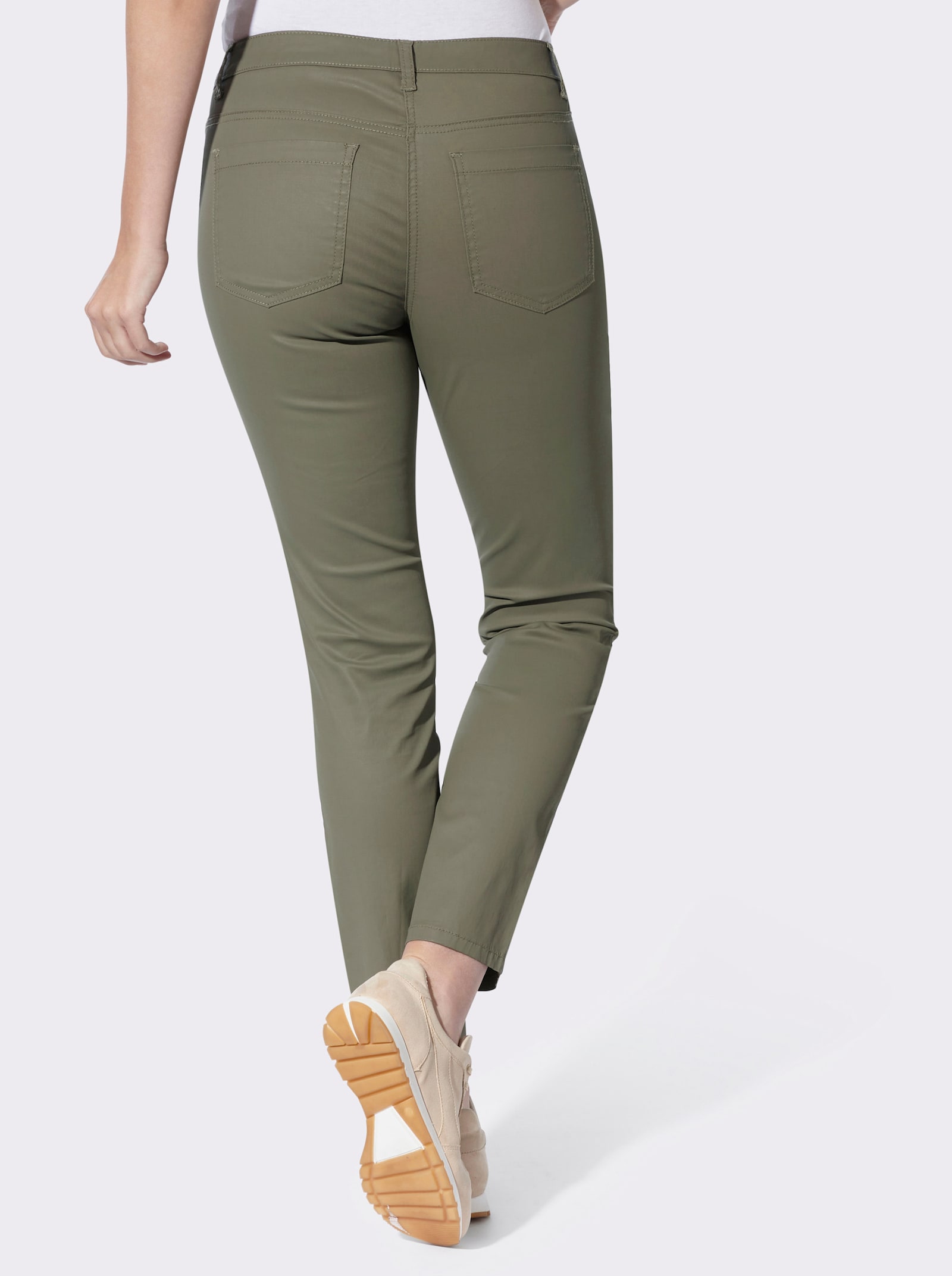 heine 5-Pocket-Hose mit Glanz-Beschichtung - khaki
