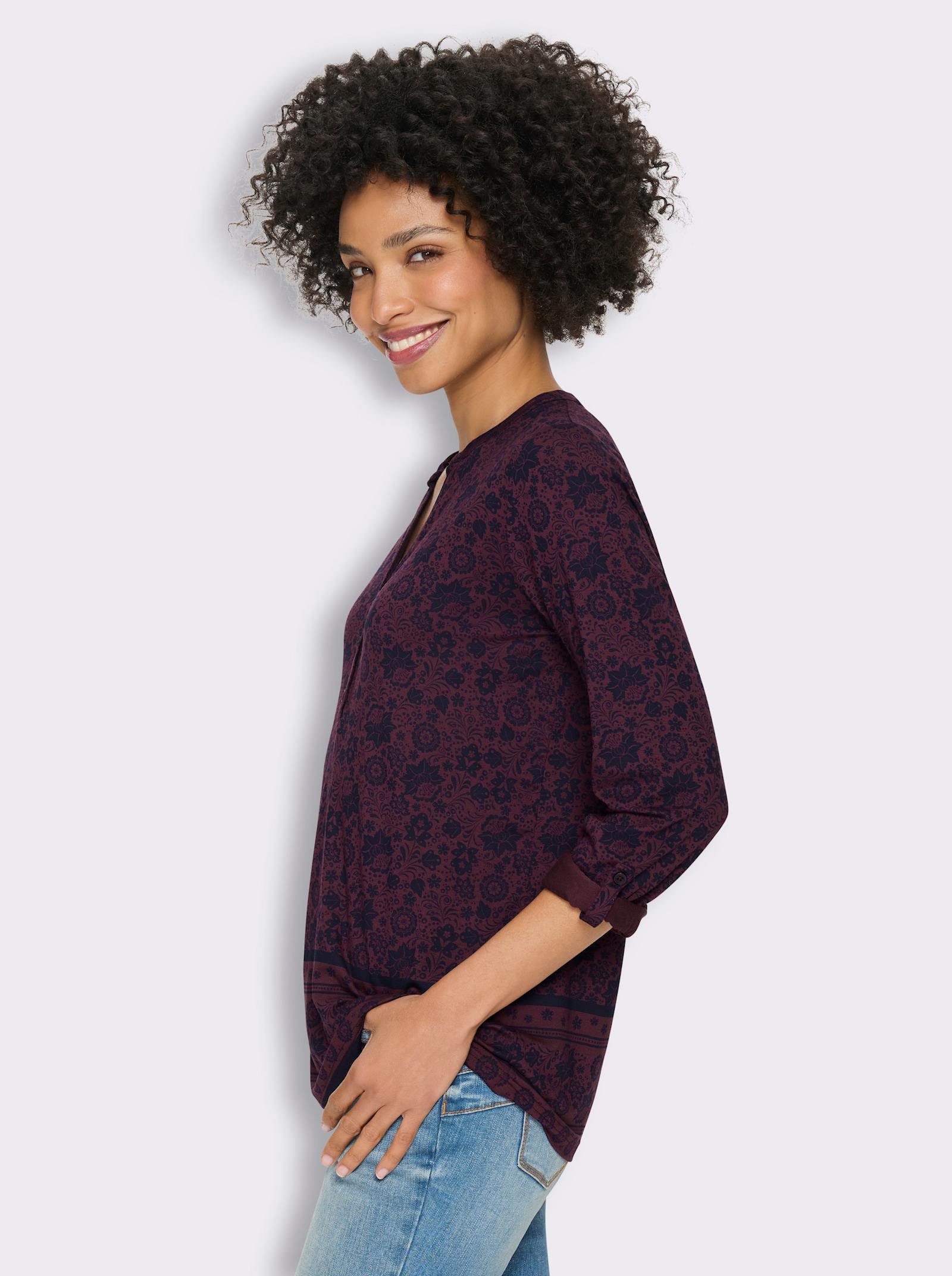 heine T-shirt imprimé - bordeaux-marine imprimé