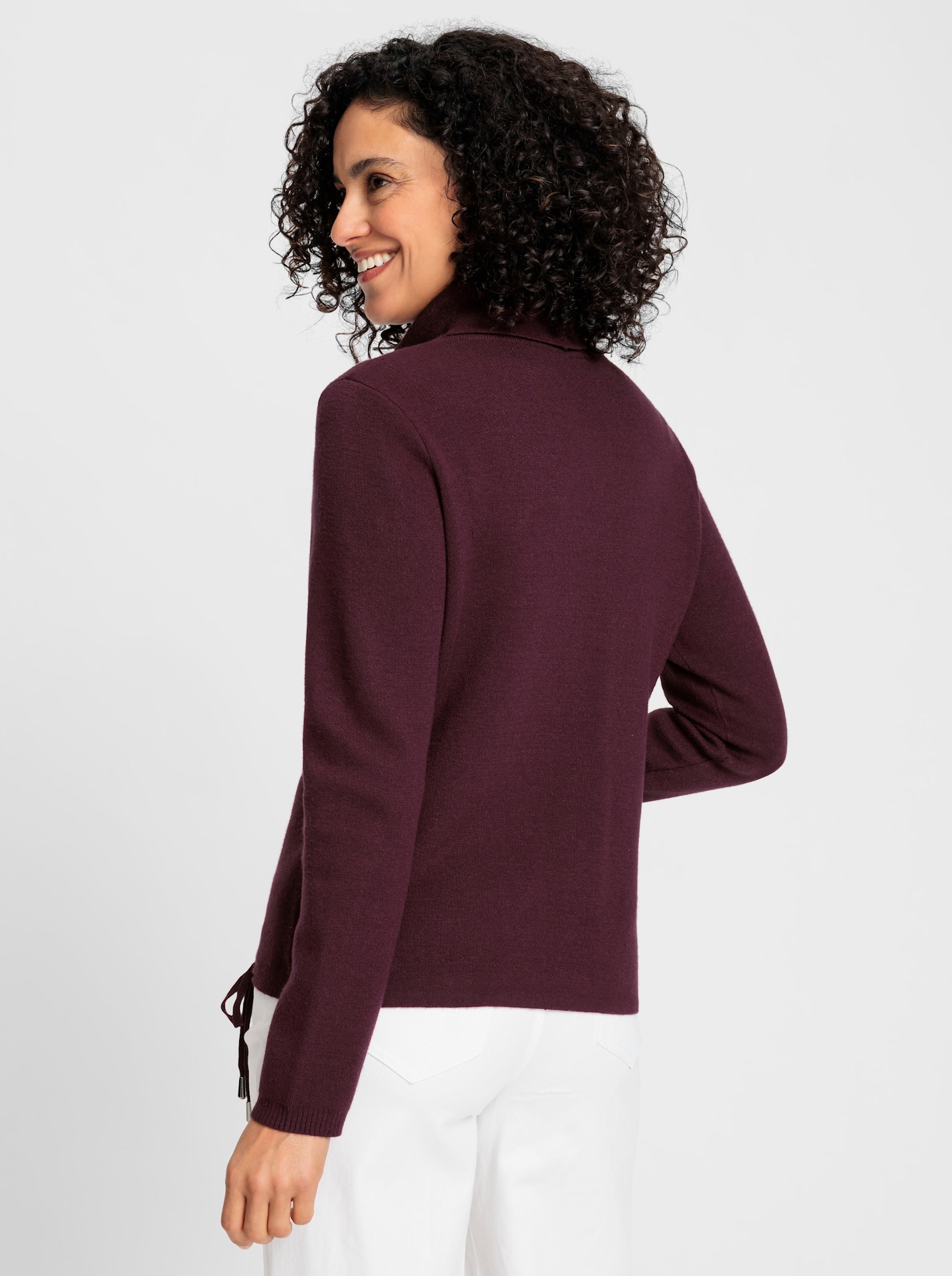 Svetr s dlouhým rukávem a rolákovým límcem od krku - burgundská