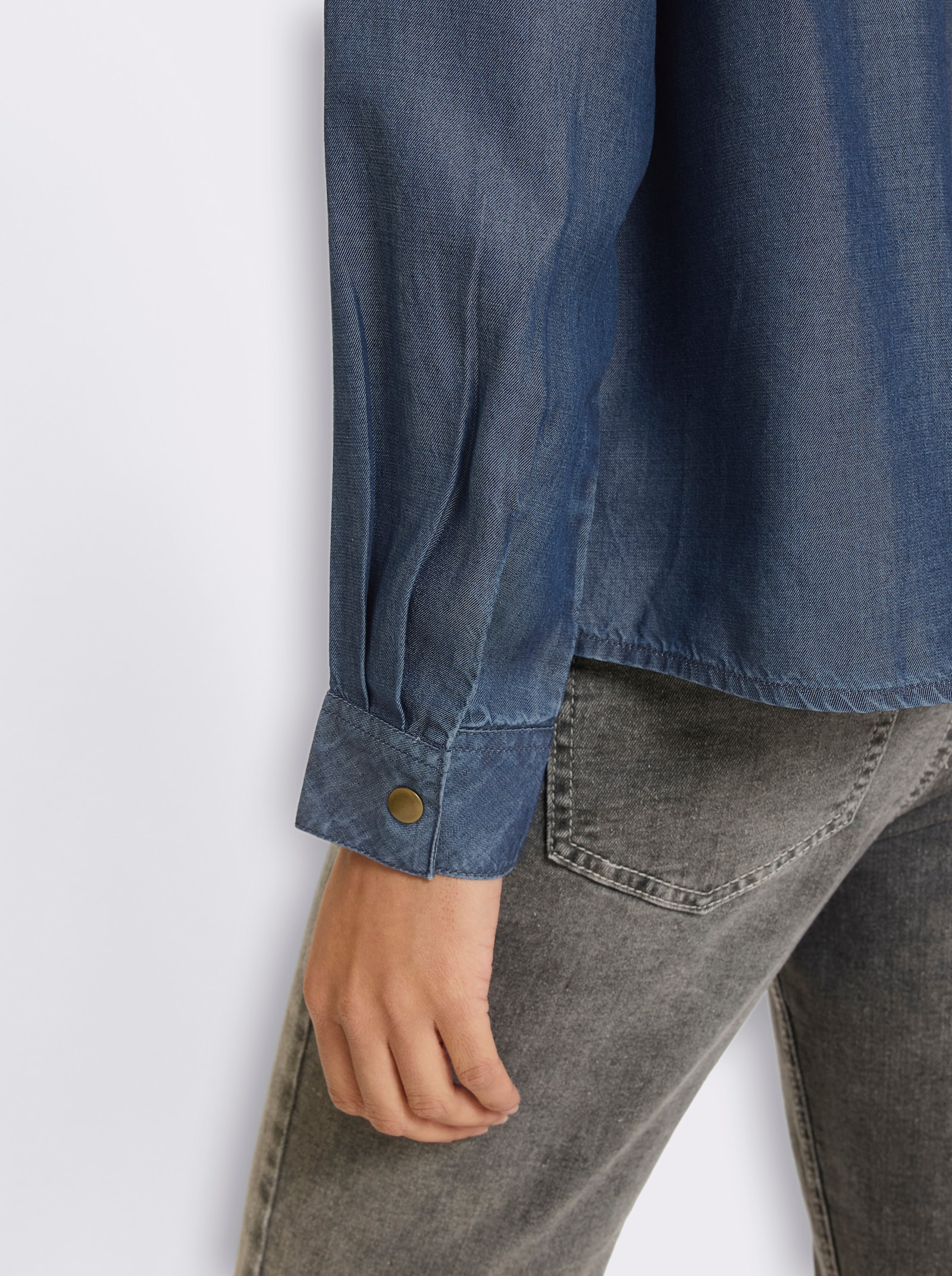 heine Blouse met lange mouwen in denimlook - donkerblauw