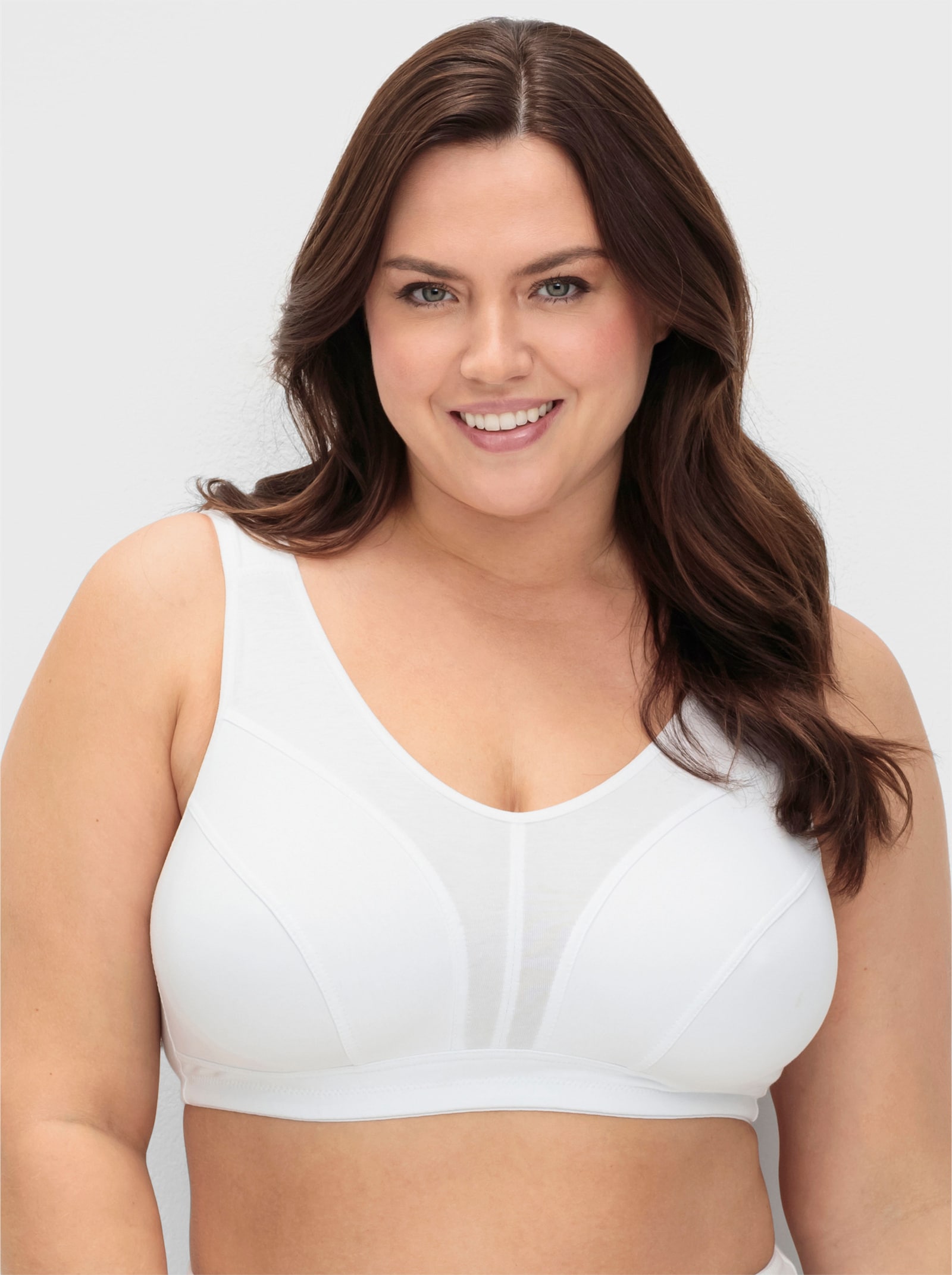 sheego BH ohne Bügel mit Mesh-Einsätzen - weiß