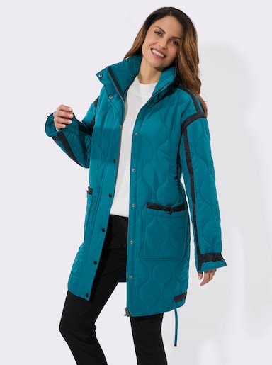 Steppjacke in Longform - aquapetrol-schwarz