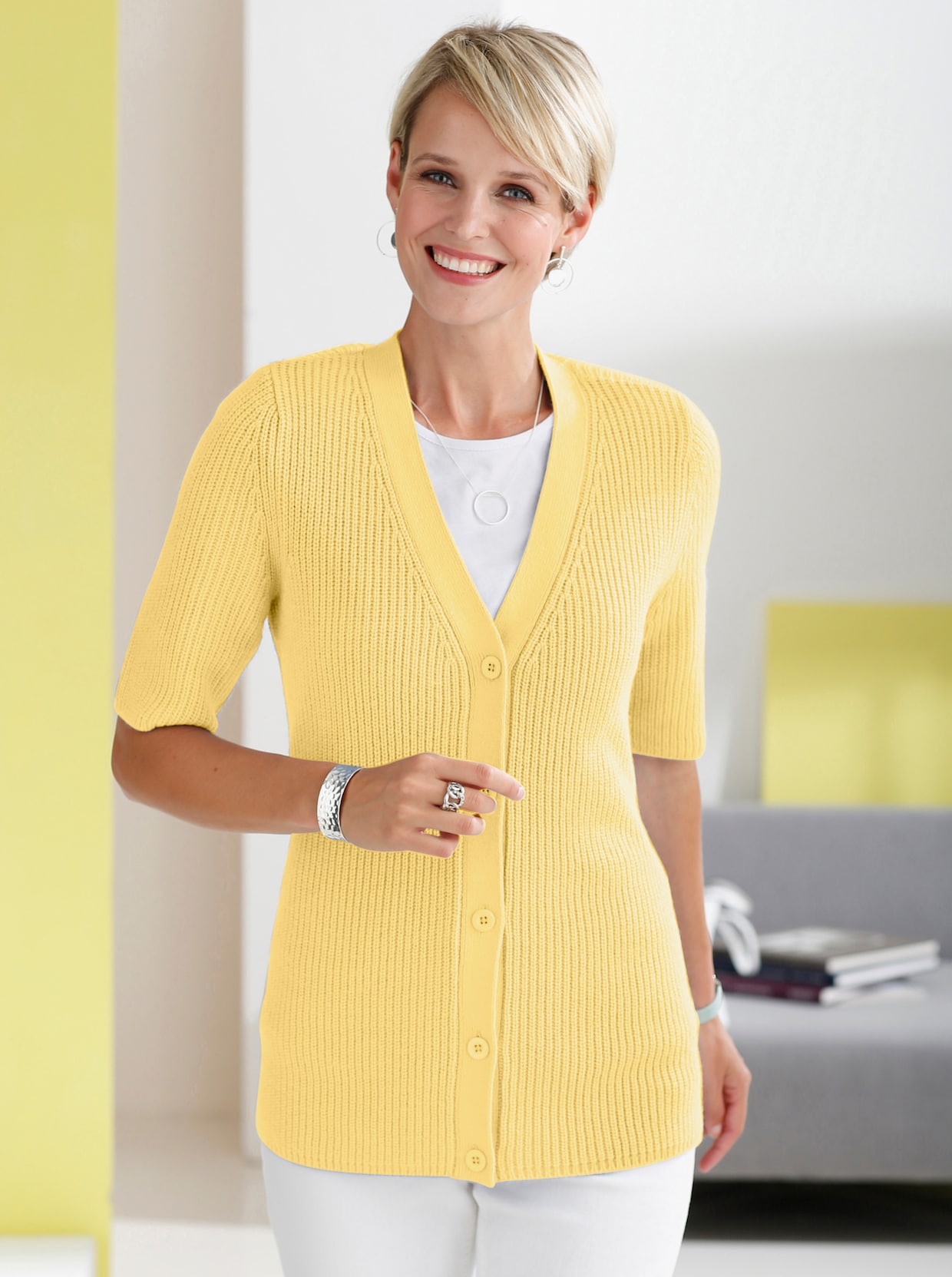 Pletený sveter - žltá