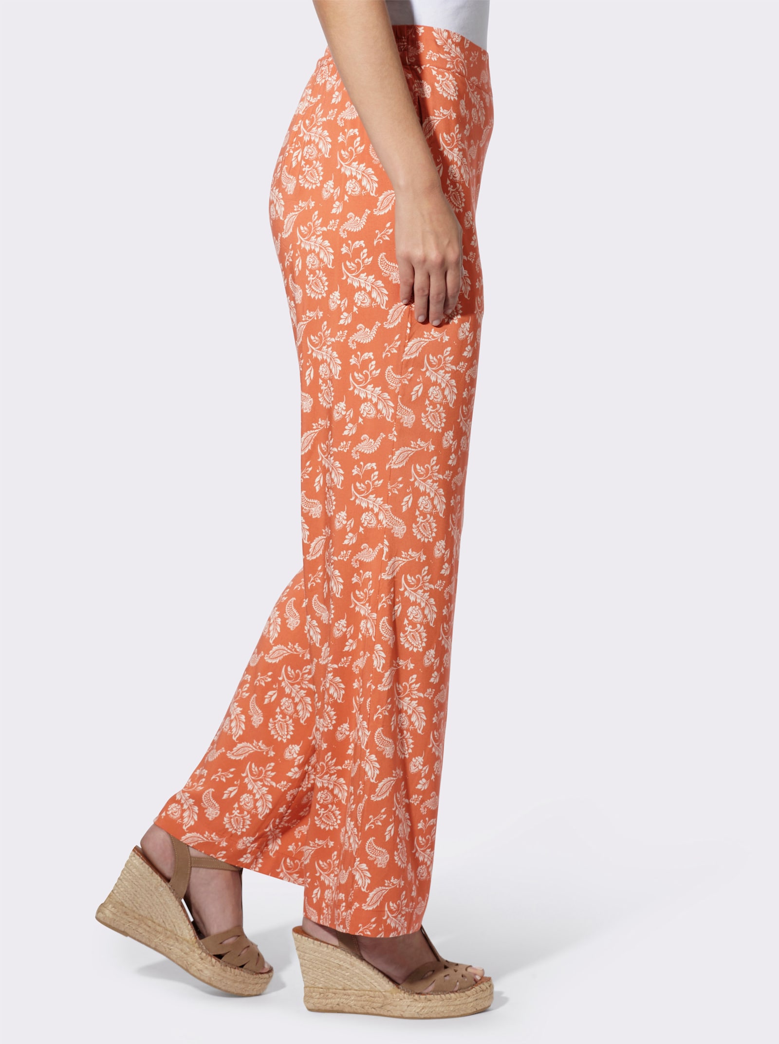 heine Webhose - ecru-papaya-bedruckt