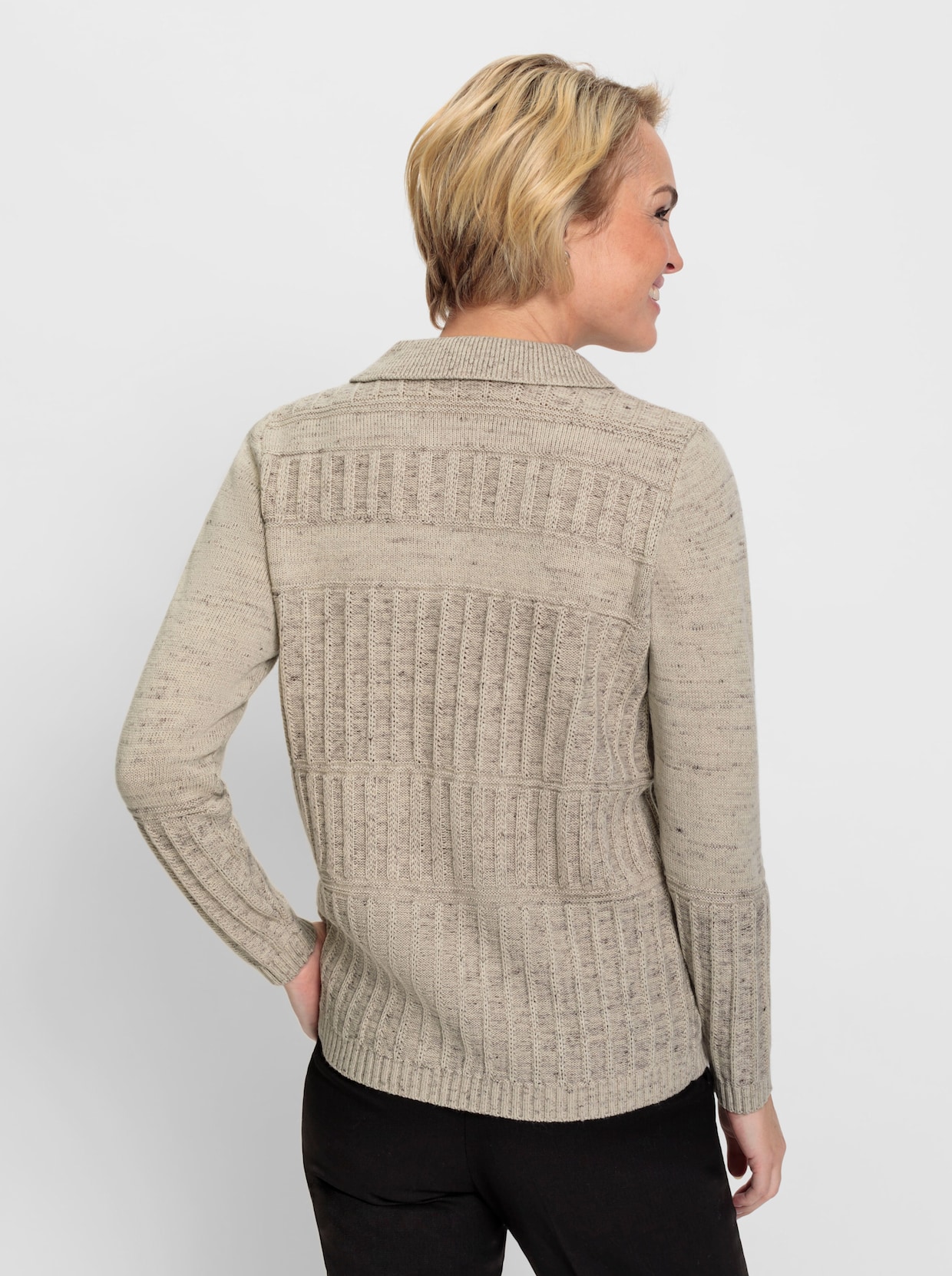 Polopullover - zand/donkertaupe gemêleerd