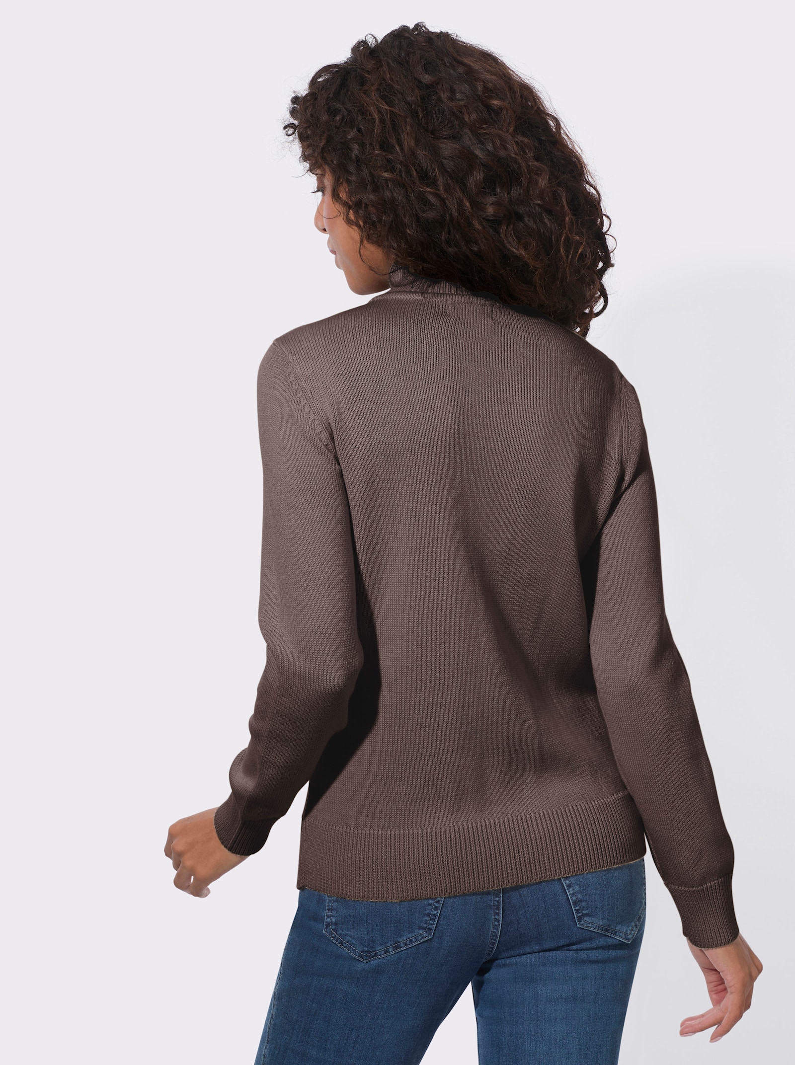 Stehkragenpullover mit Strickmuster - dunkeltaupe
