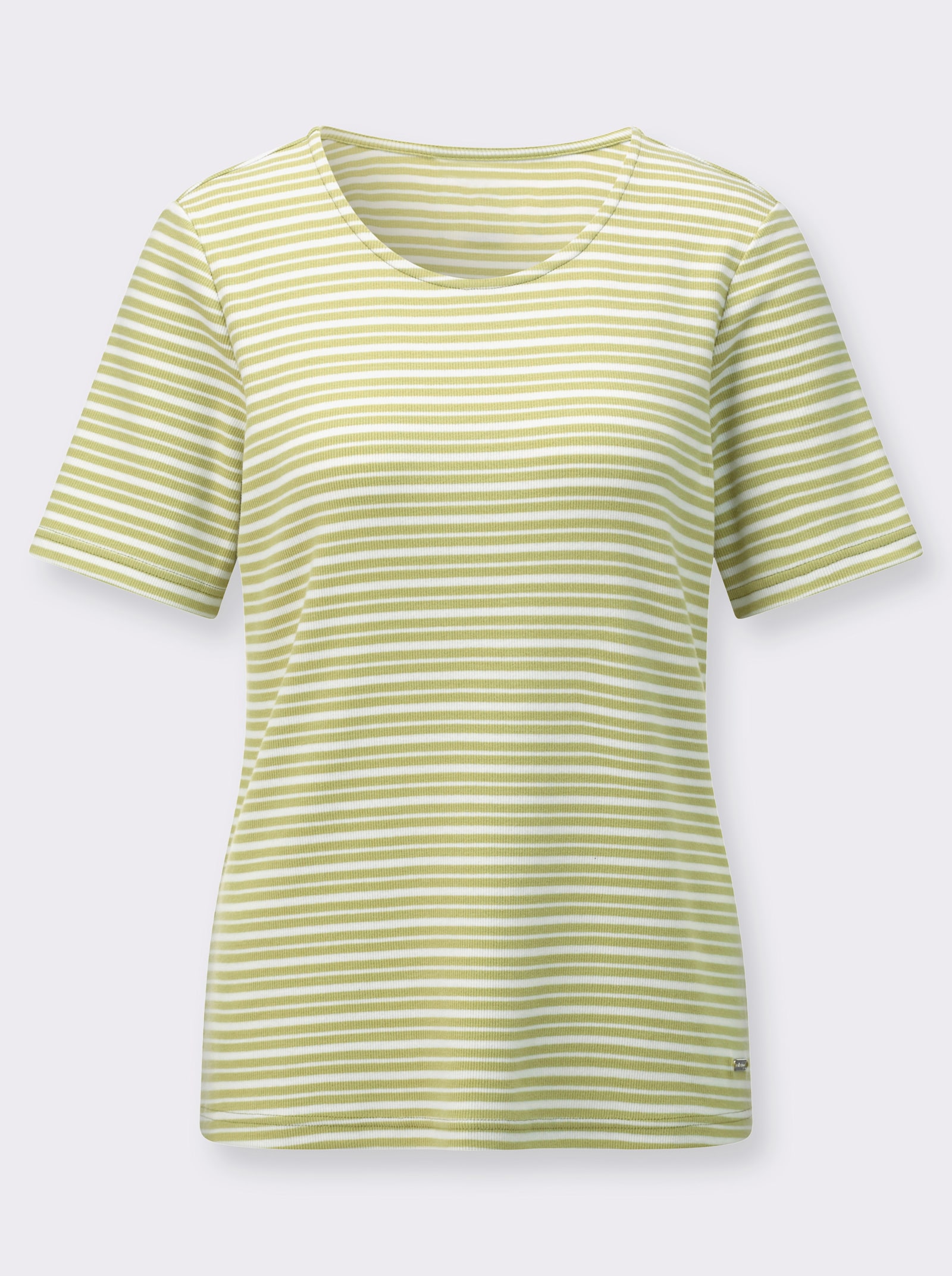 Streifenshirt in Baumwoll-Stretch-Qualität - lindgrün-weiß-gestreift