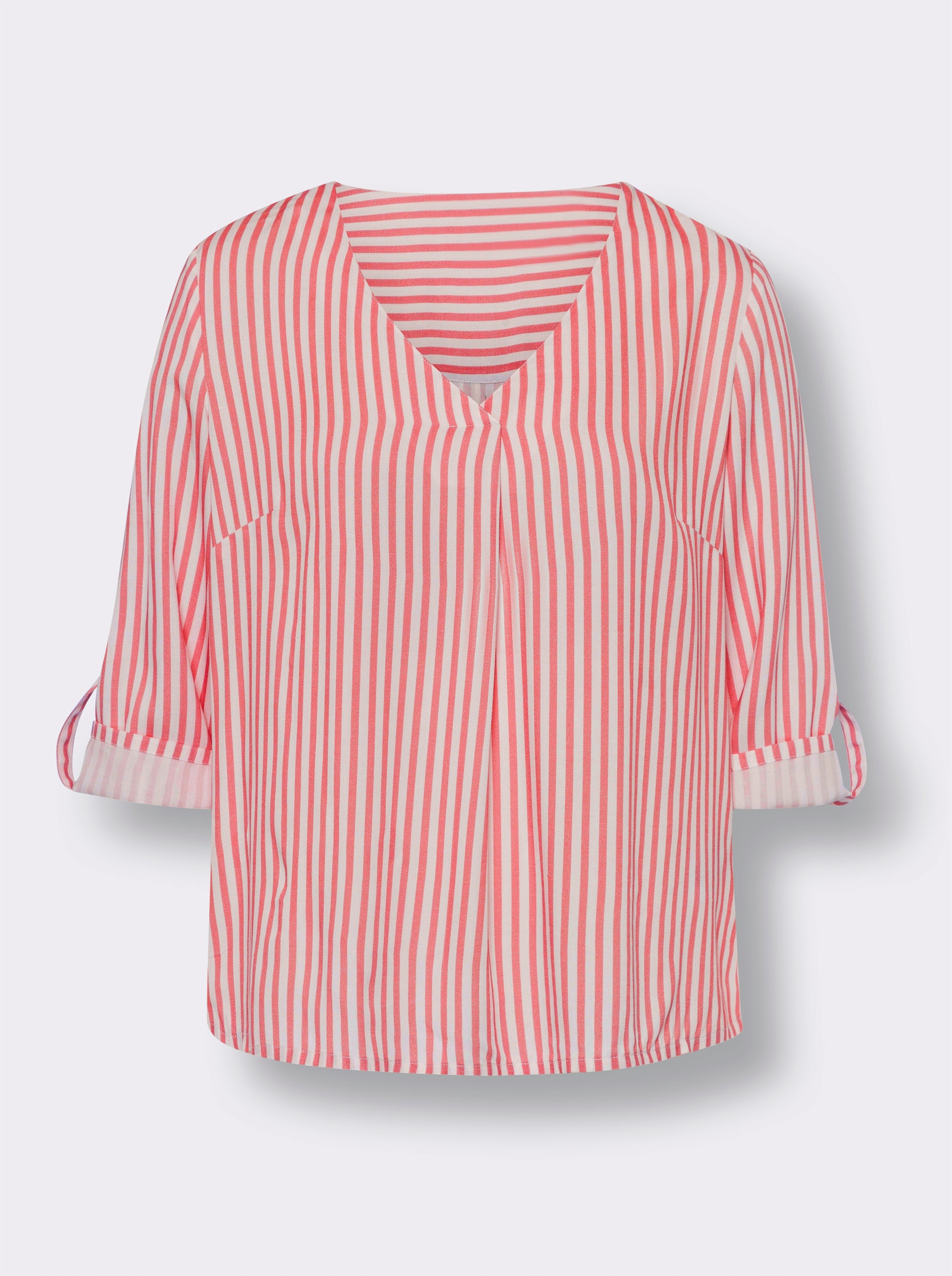 heine Schlupfbluse mit V-Ausschnitt - grapefruit-ecru-gestreift