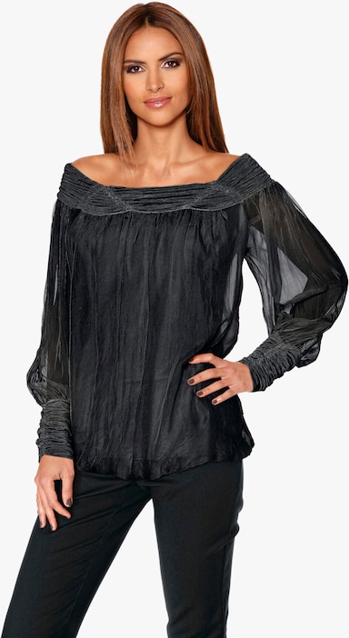 heine Carmenblouse - zwart