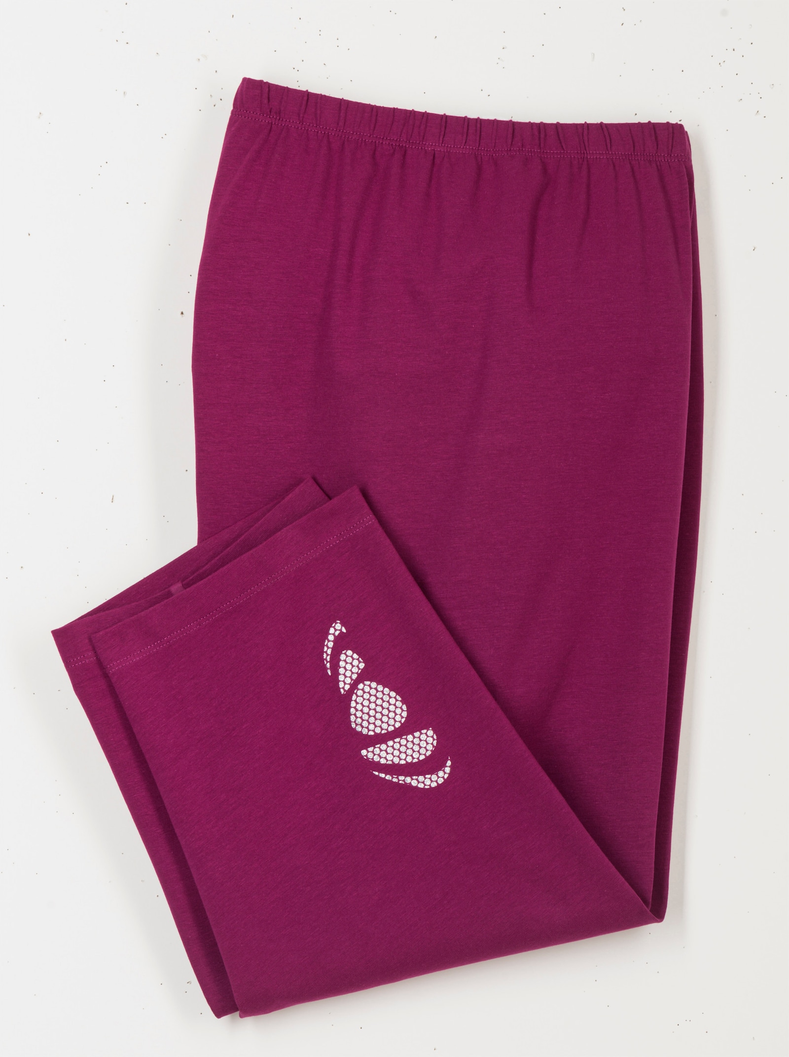 Caprileggings mit Glitzerdruck am Saum - marine + malve