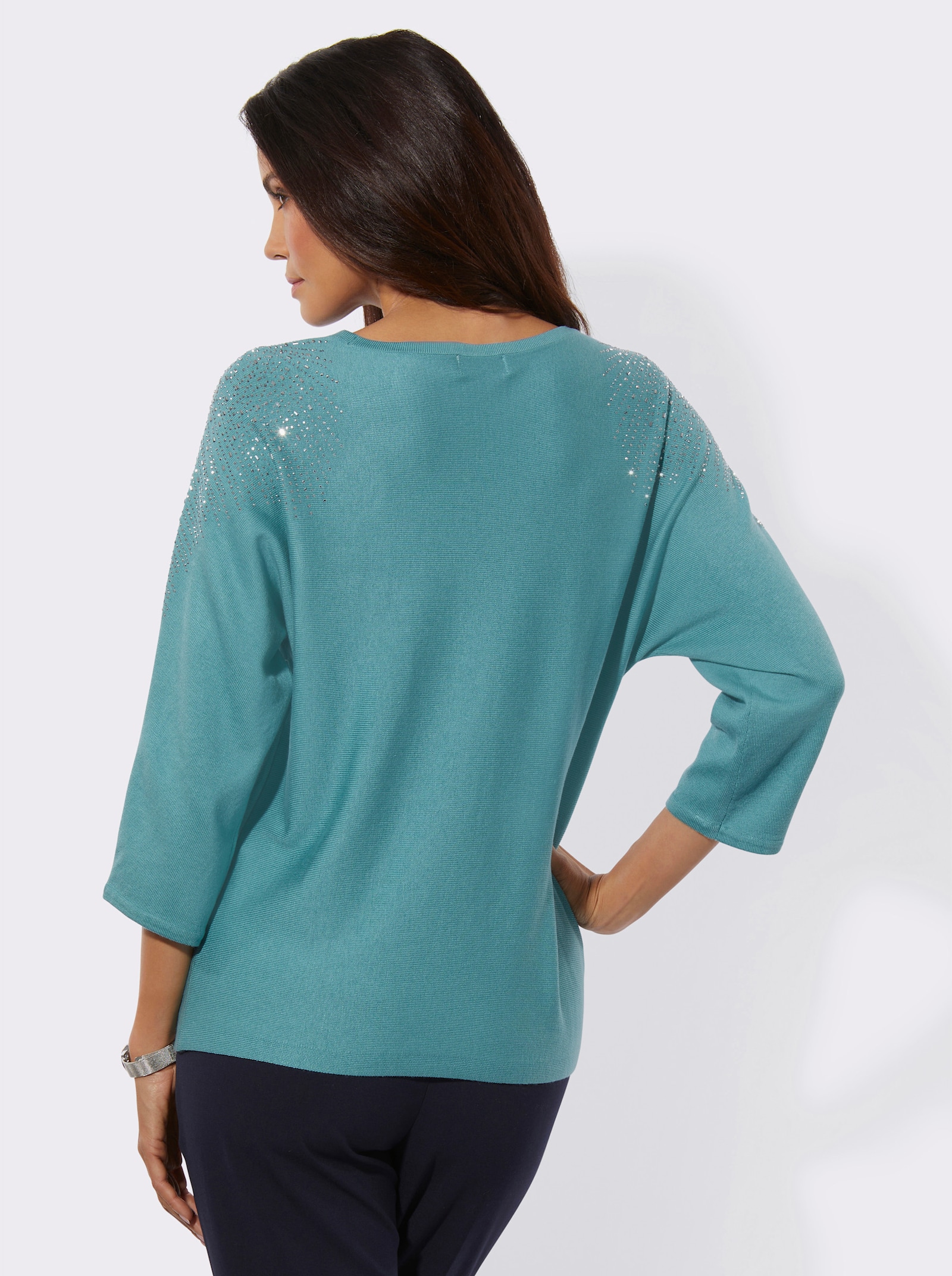 3/4 Arm-Pullover mit Viskose - ozean