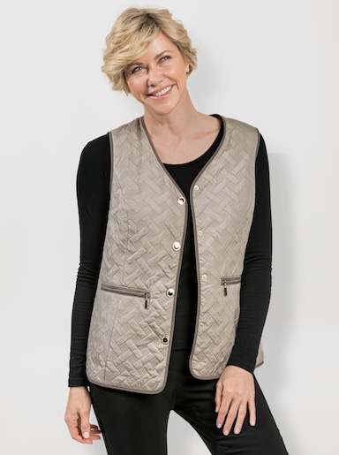 Steppweste mit Kontrast-Paspeln - sesam