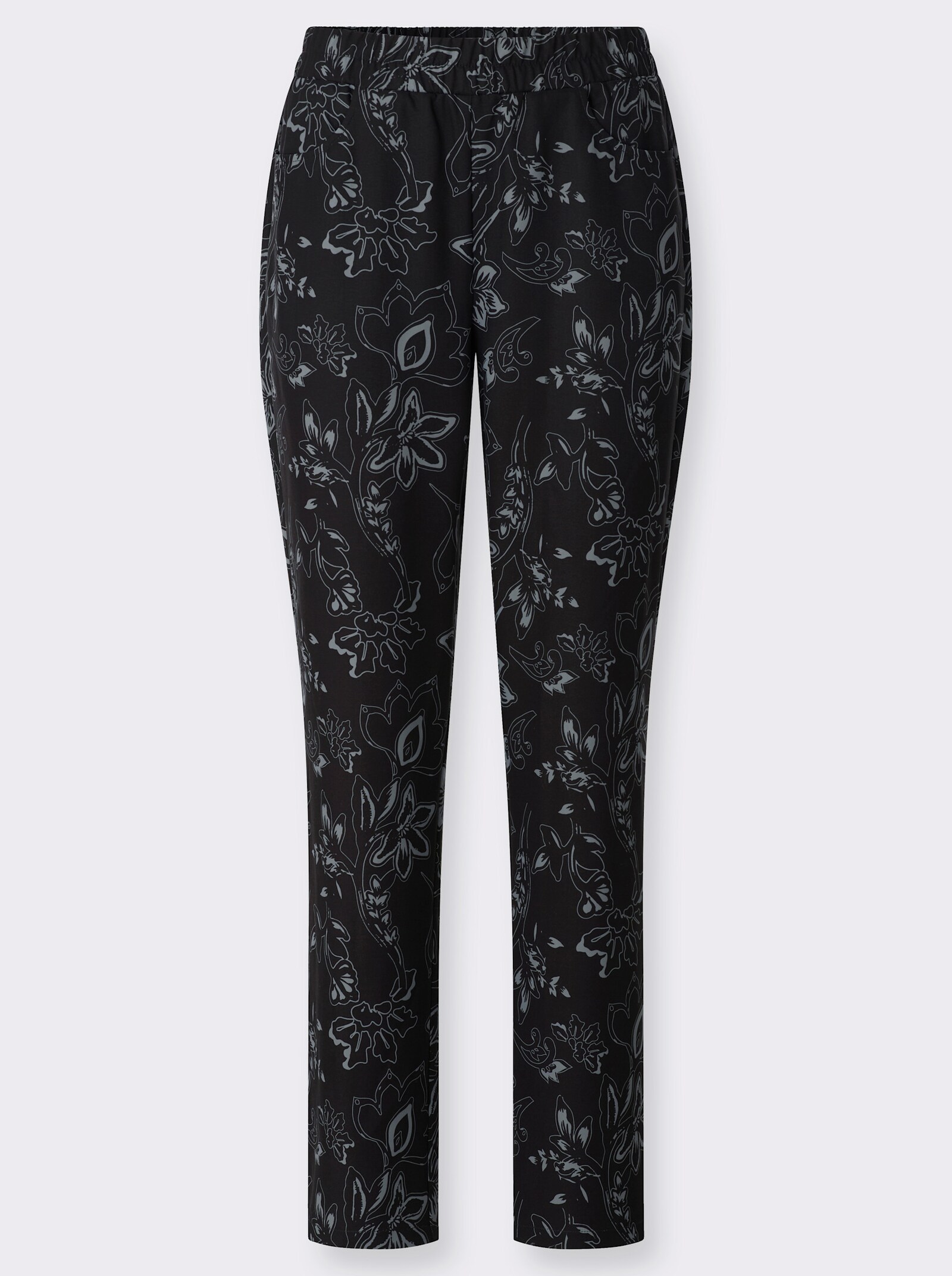 Schlupfhose mit Paisley-Print - schwarz-anthrazit-bedruckt