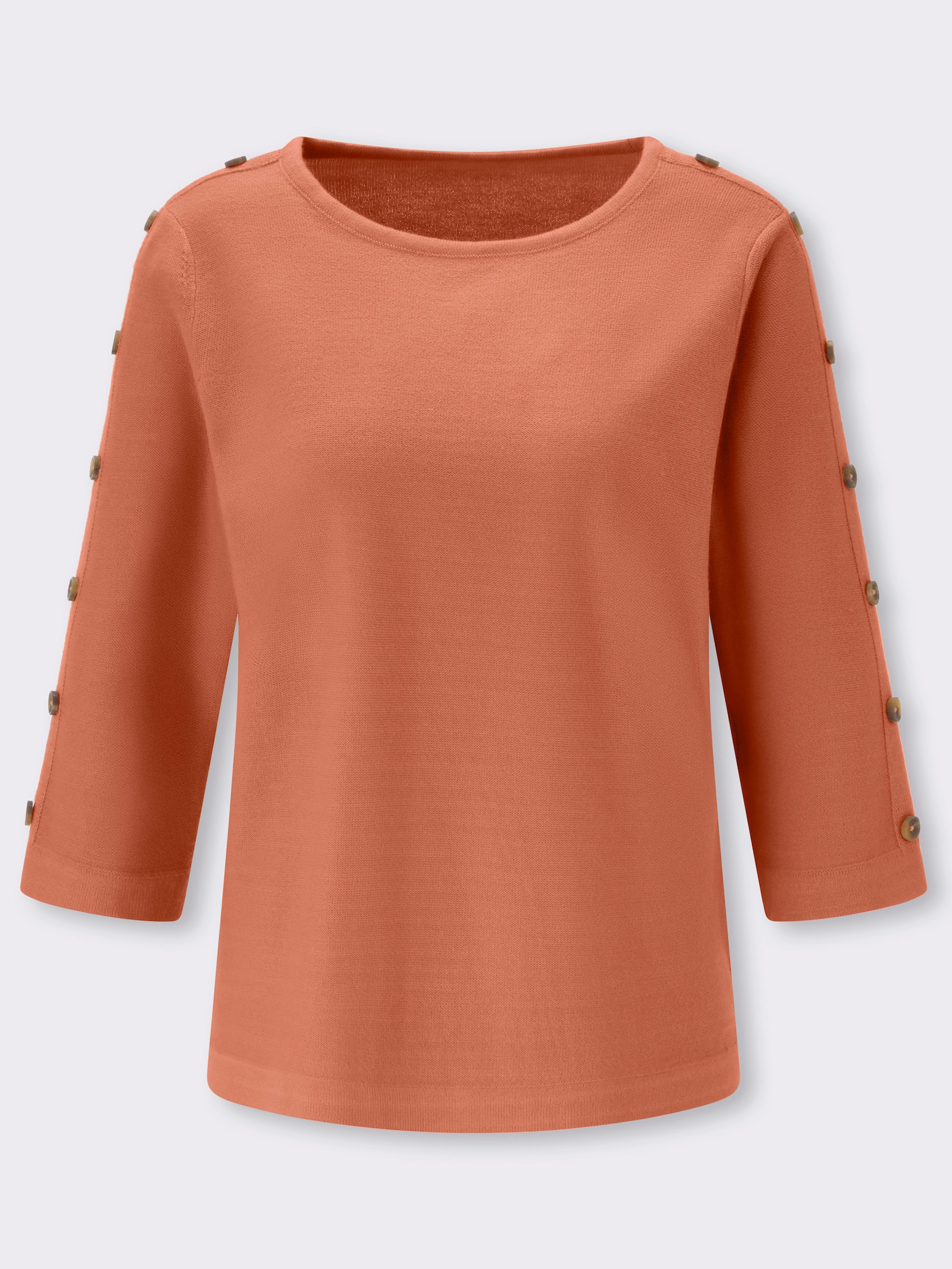 3/4 Arm-Pullover mit Zierknopfleiste - papaya