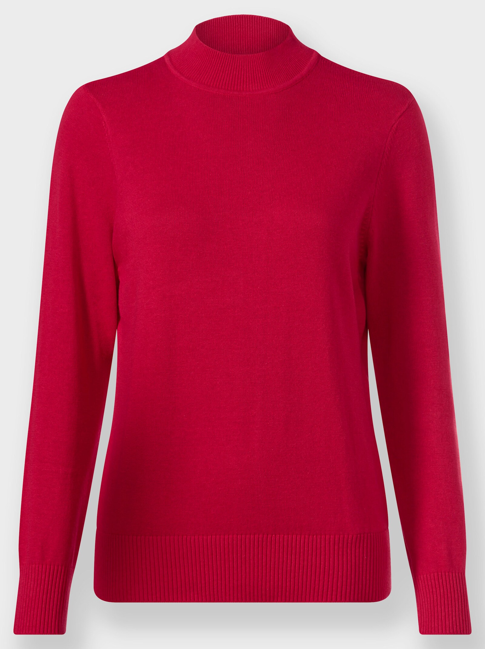 Stehkragenpullover mit Ripp-Abschlüssen - rot