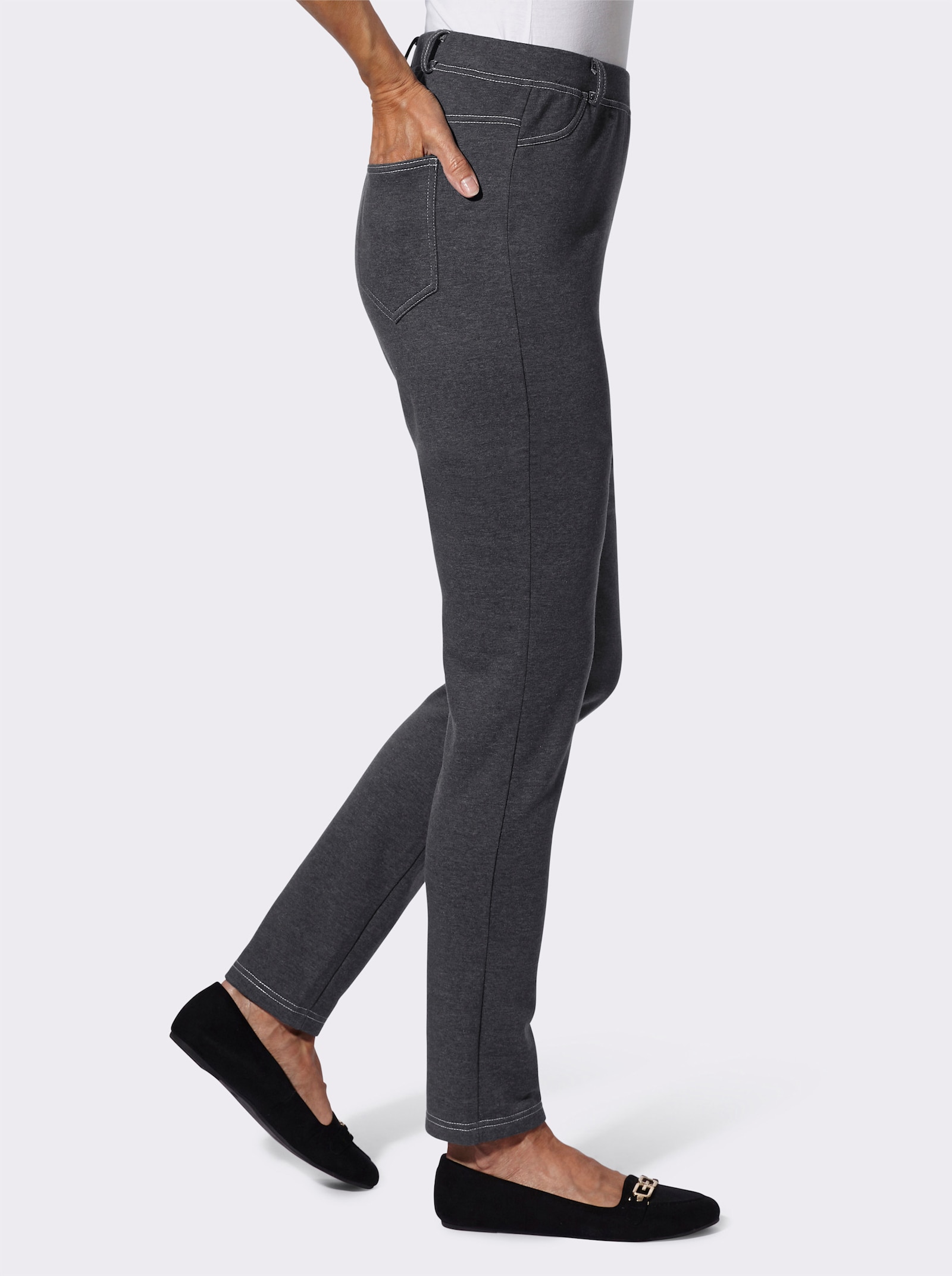 Kalhoty uvnitř hřejivé zdrsněné - černá-melír