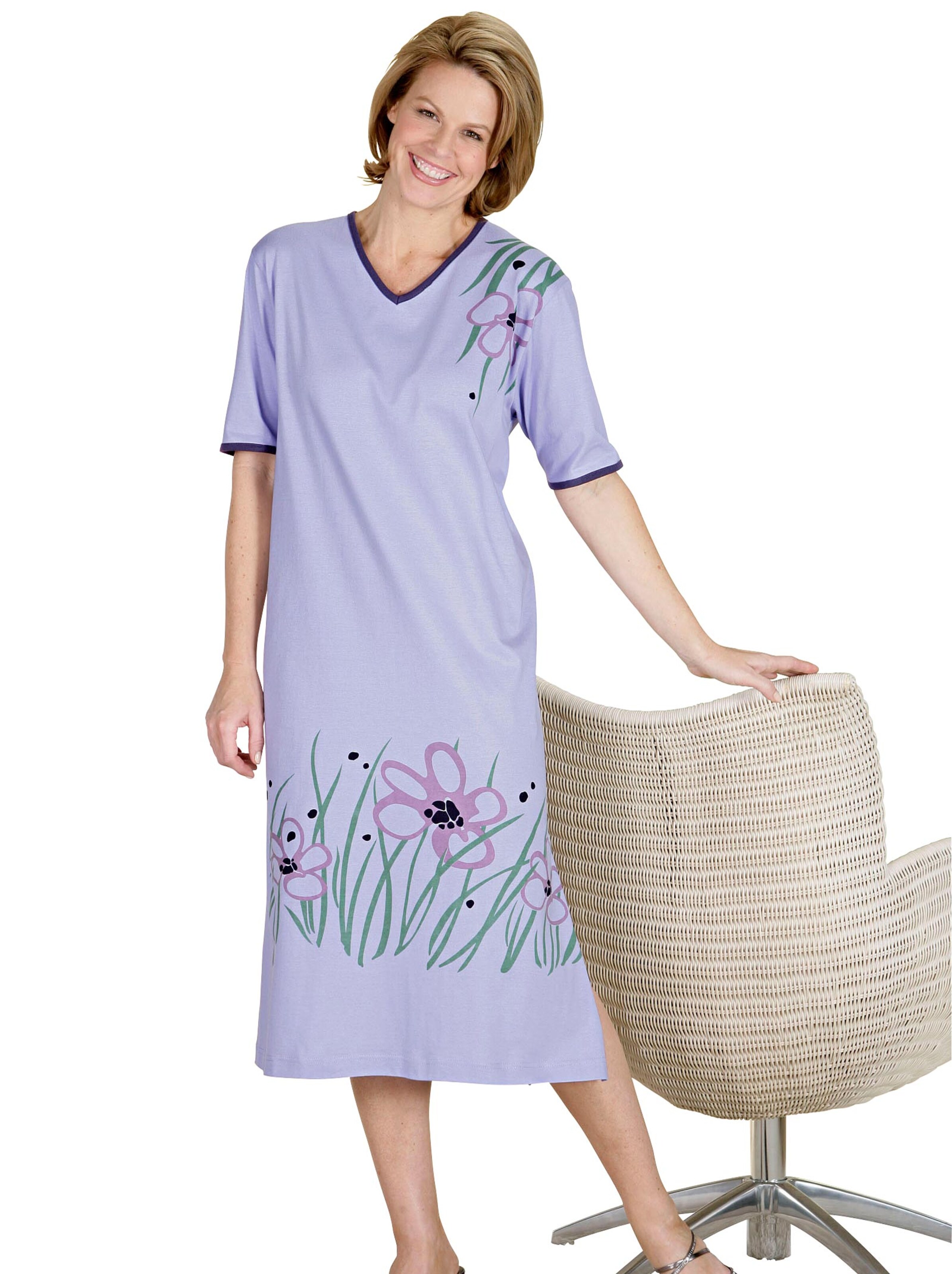 Nachthemd - flieder-bedruckt