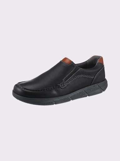 Naturläufer Slipper mit Leder-Wechselfussbett - schwarz
