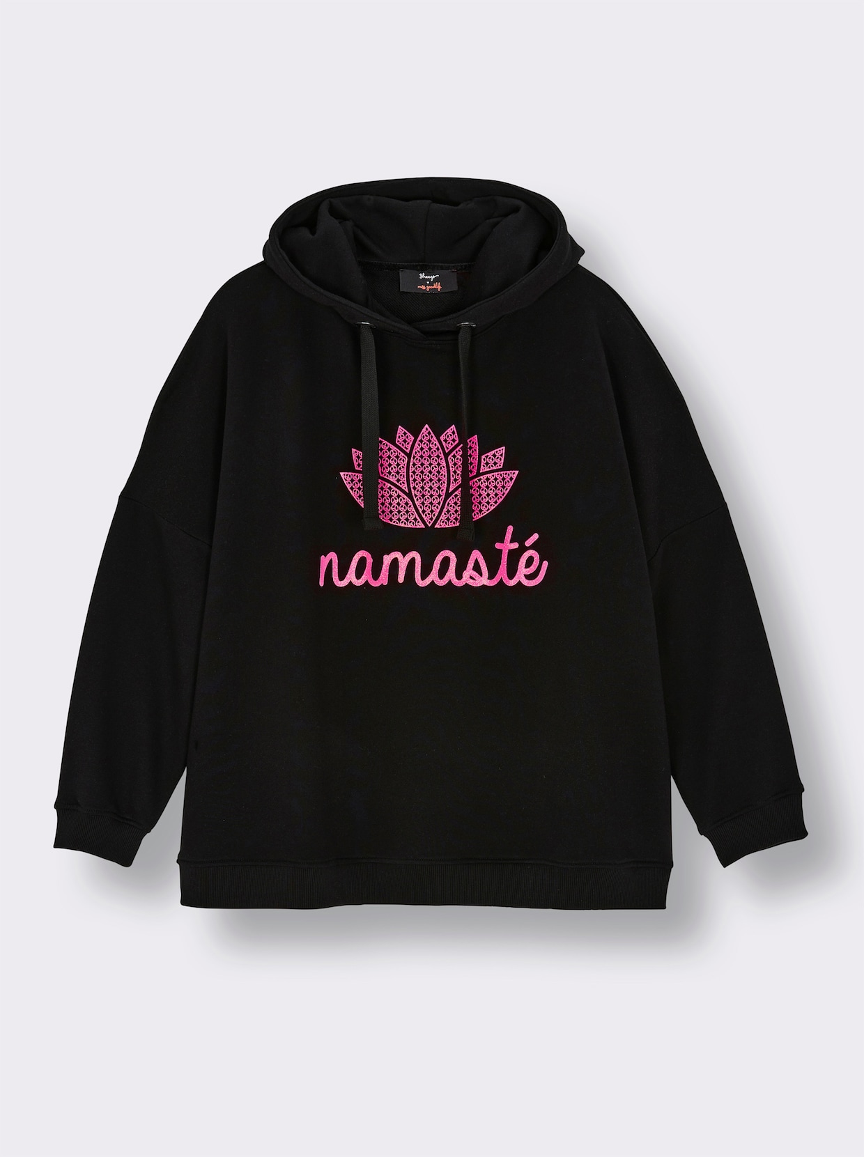 sheego loves miss goodlife Hoodie mit Statementprint - schwarz-pink-bedruckt
