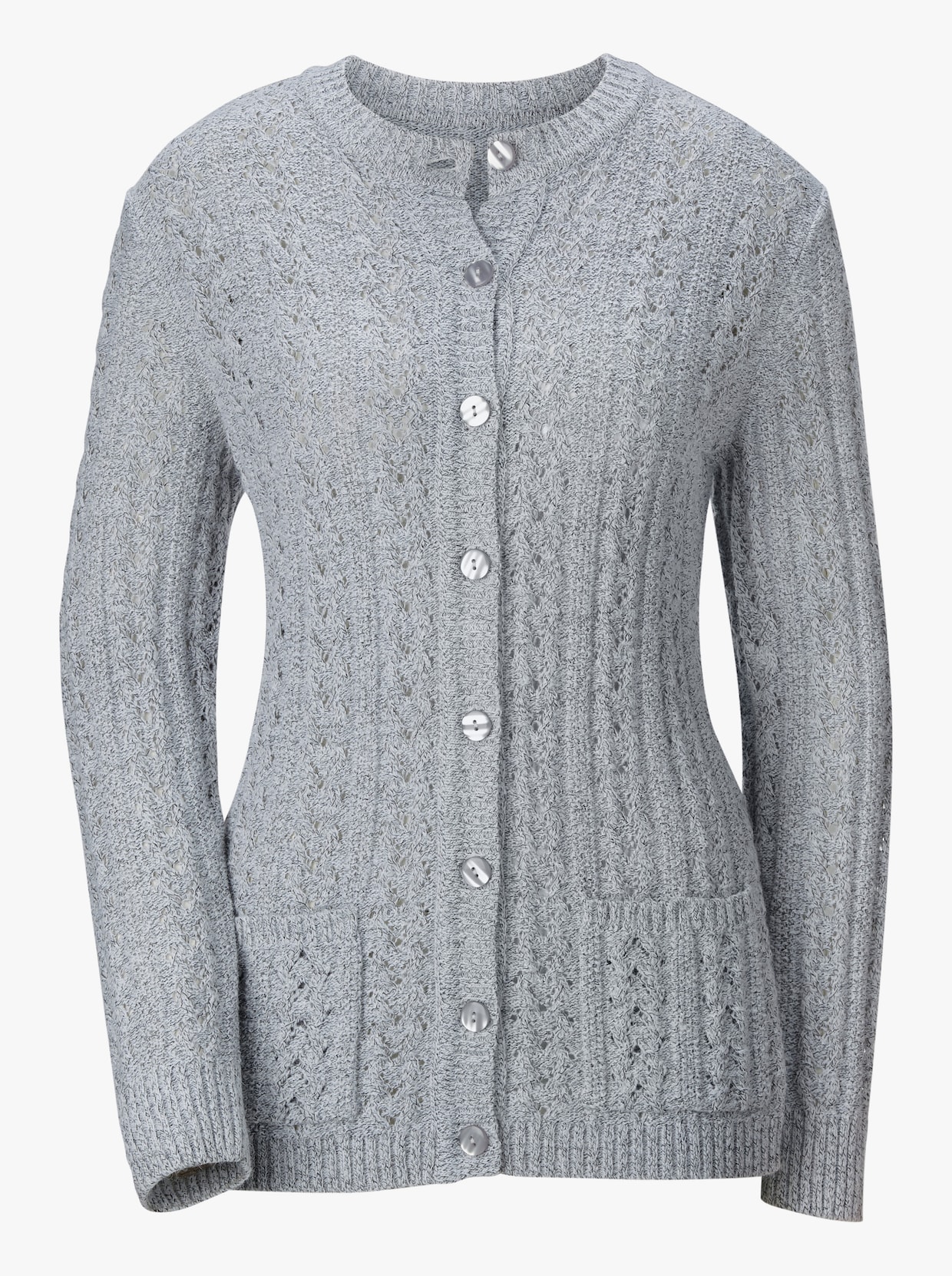 Pletený sveter - Svetlosivý melír