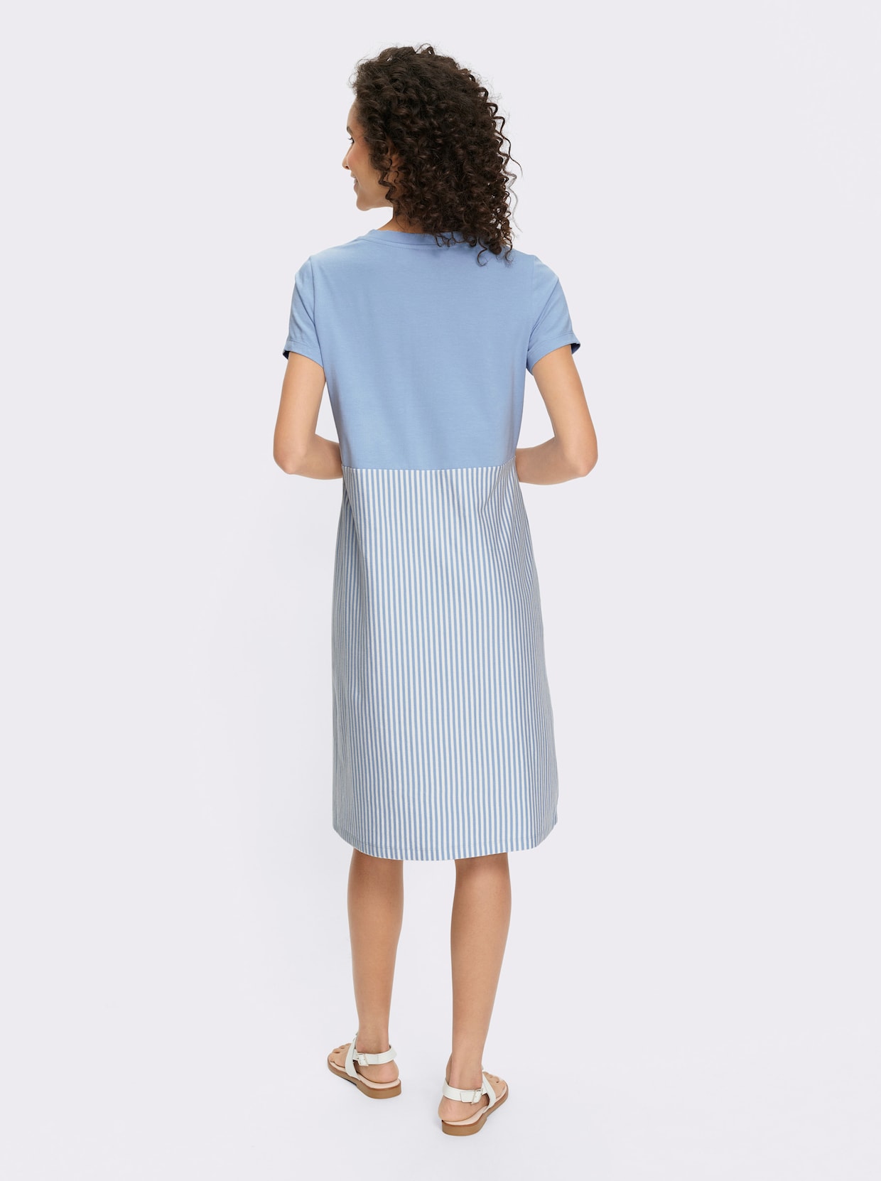 heine Jerseykleid - eisblau-ecru-gestreift
