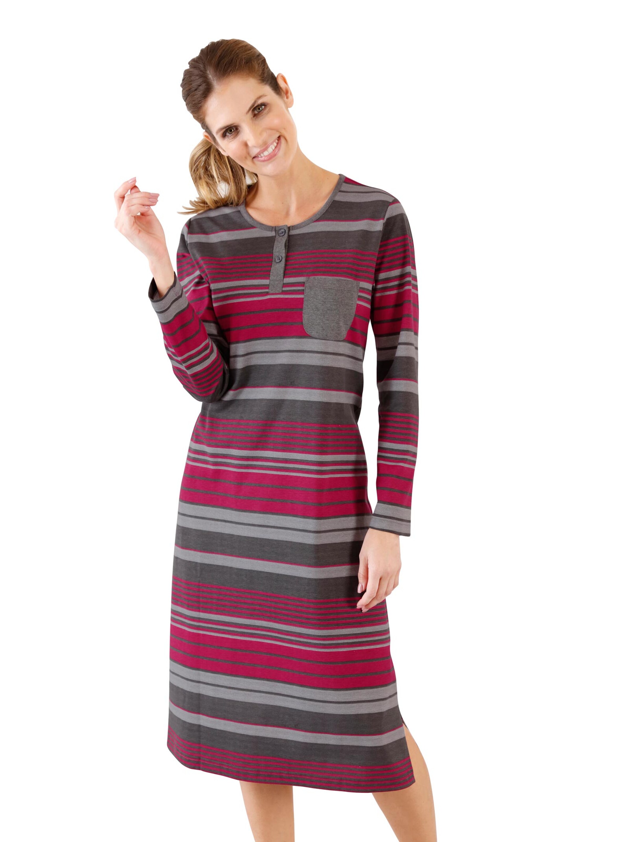 Nachthemd - anthrazit-rot