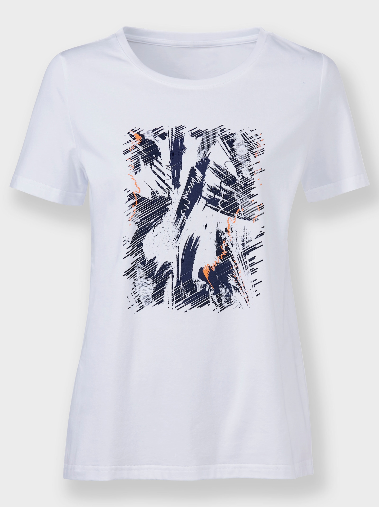 heine Rundhalsshirt mit Print-Dessin - weiß