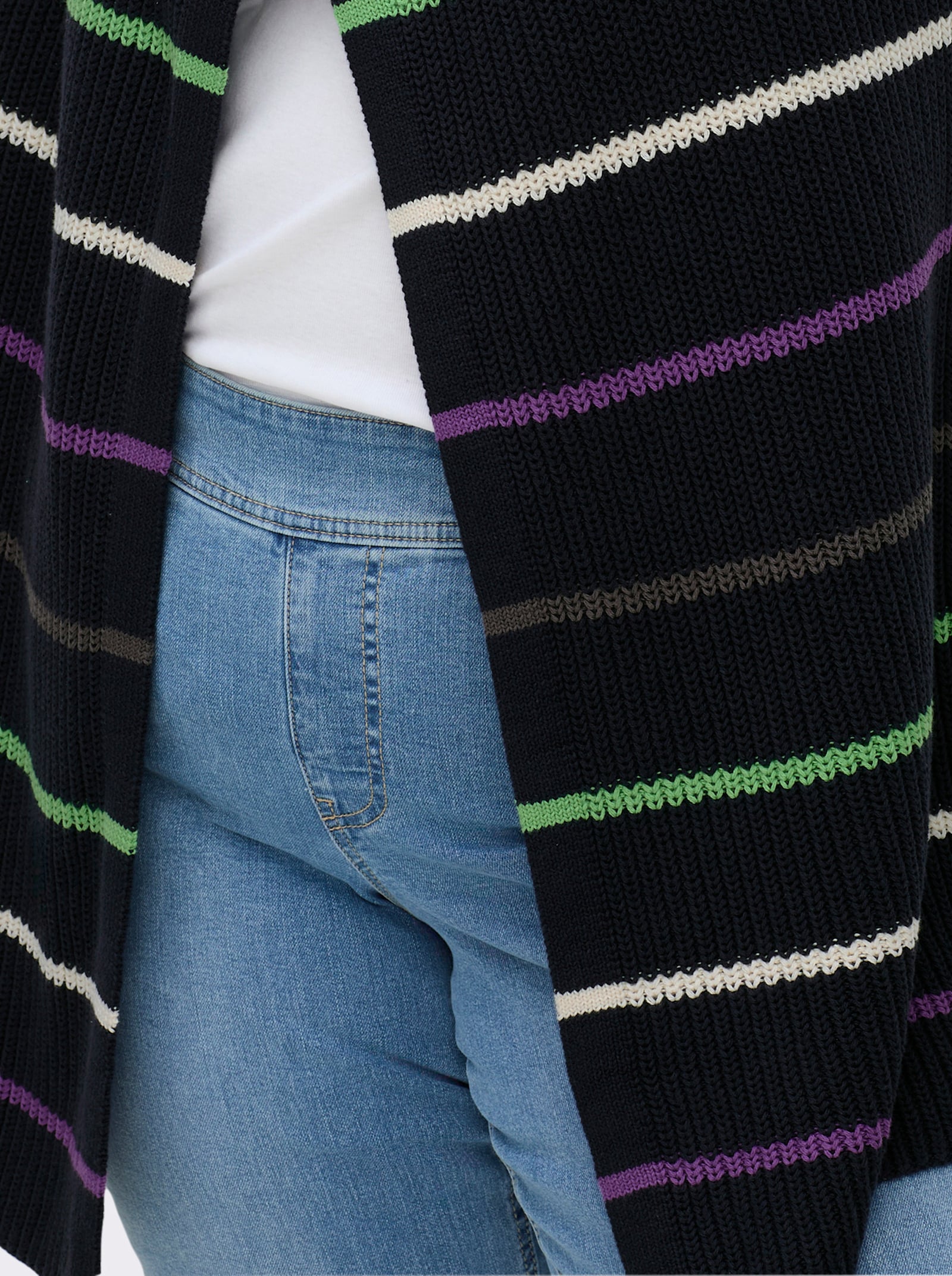 sheego Longstrickjacke mit Ringeln - tiefblau-geringelt