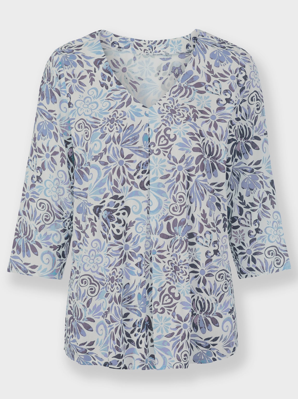 Blouse met print - donkerblauw/duivenblauw bedrukt