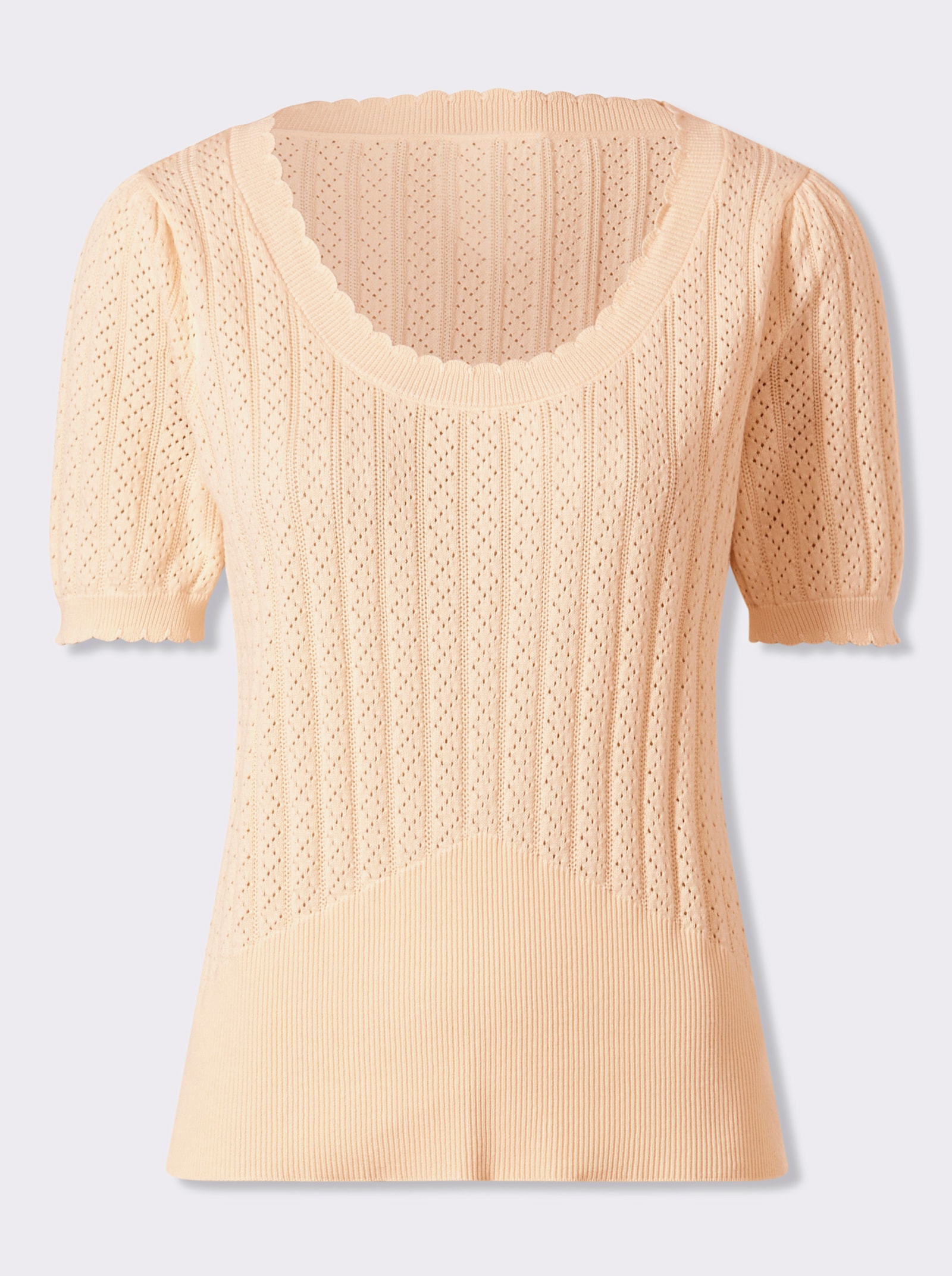 heine Pull à manches courtes avec motif ajouré - couleur ivoire