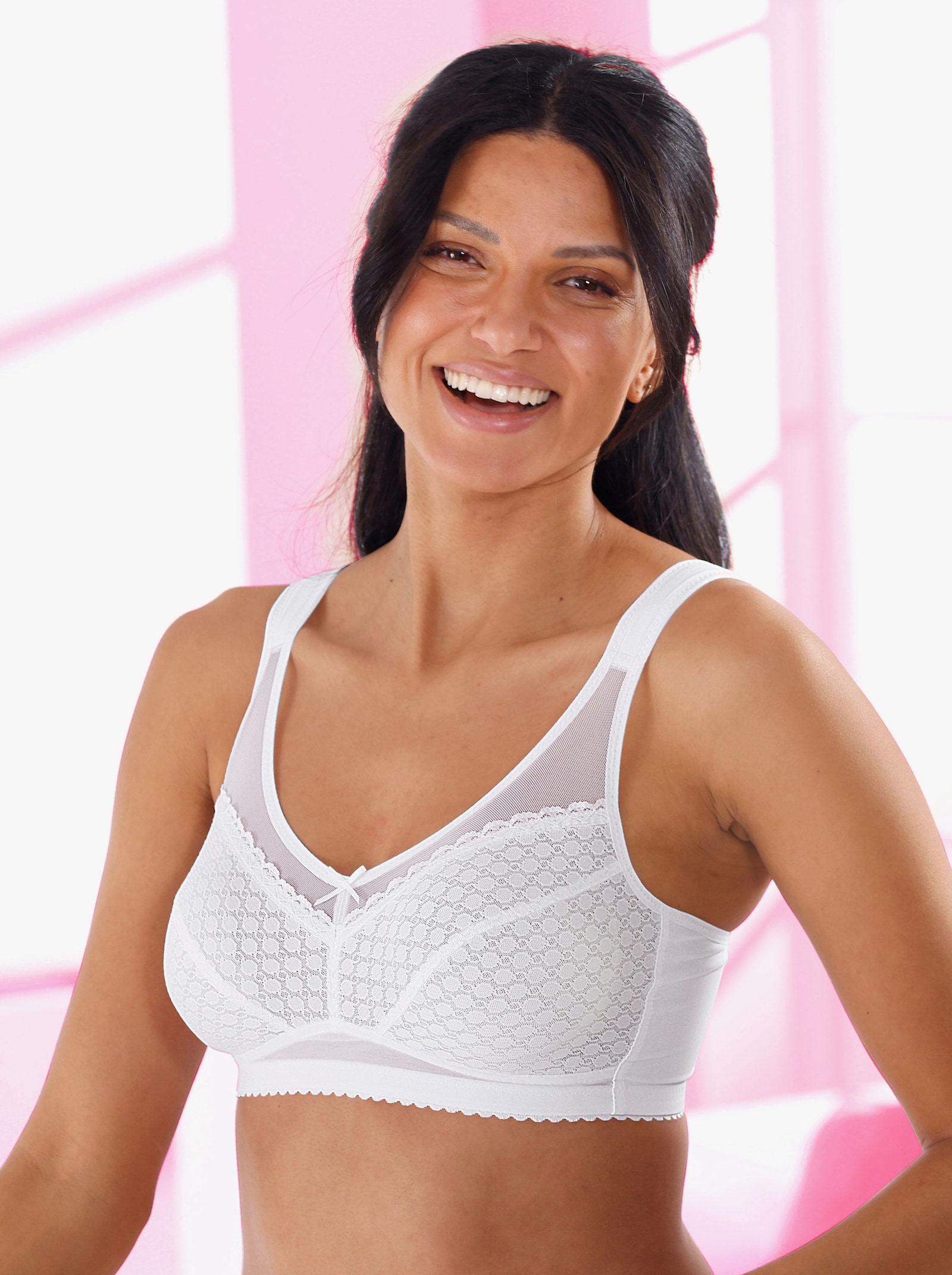 wäschepur Entlastungs-BH ohne Bügel mit Tüllblende - weiß