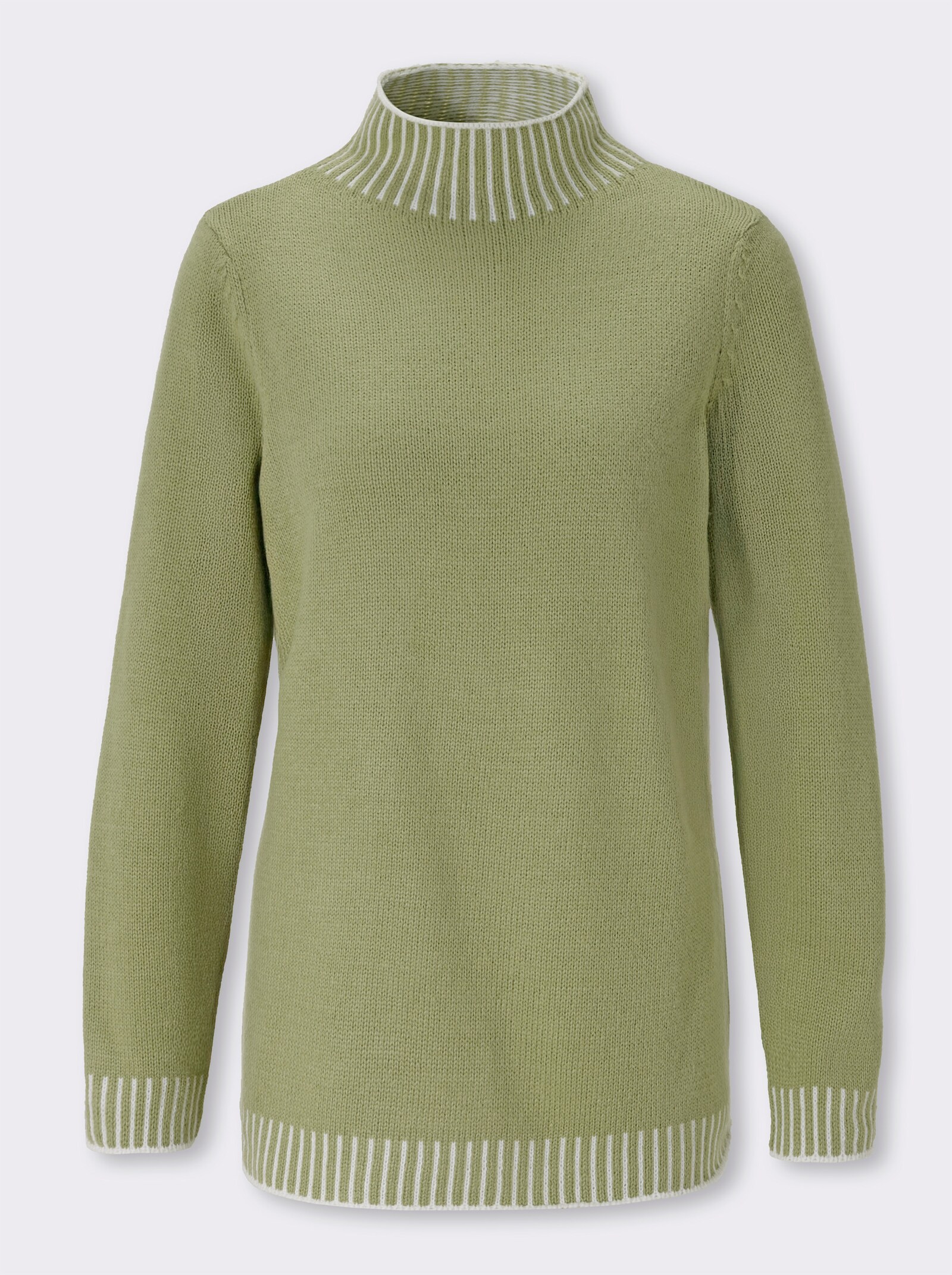 Stehkragenpullover mit Kontrast-Details - schilf
