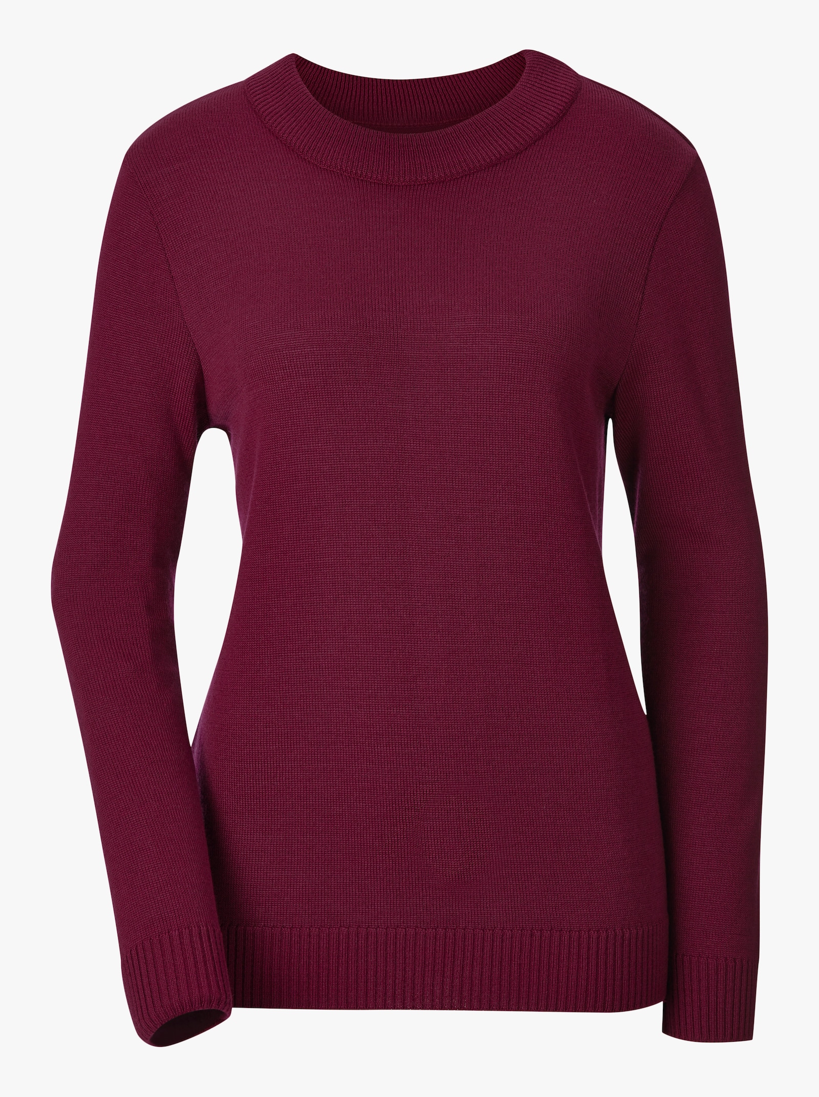 Stehkragenpullover in Feinstrick-Qualität - bordeaux